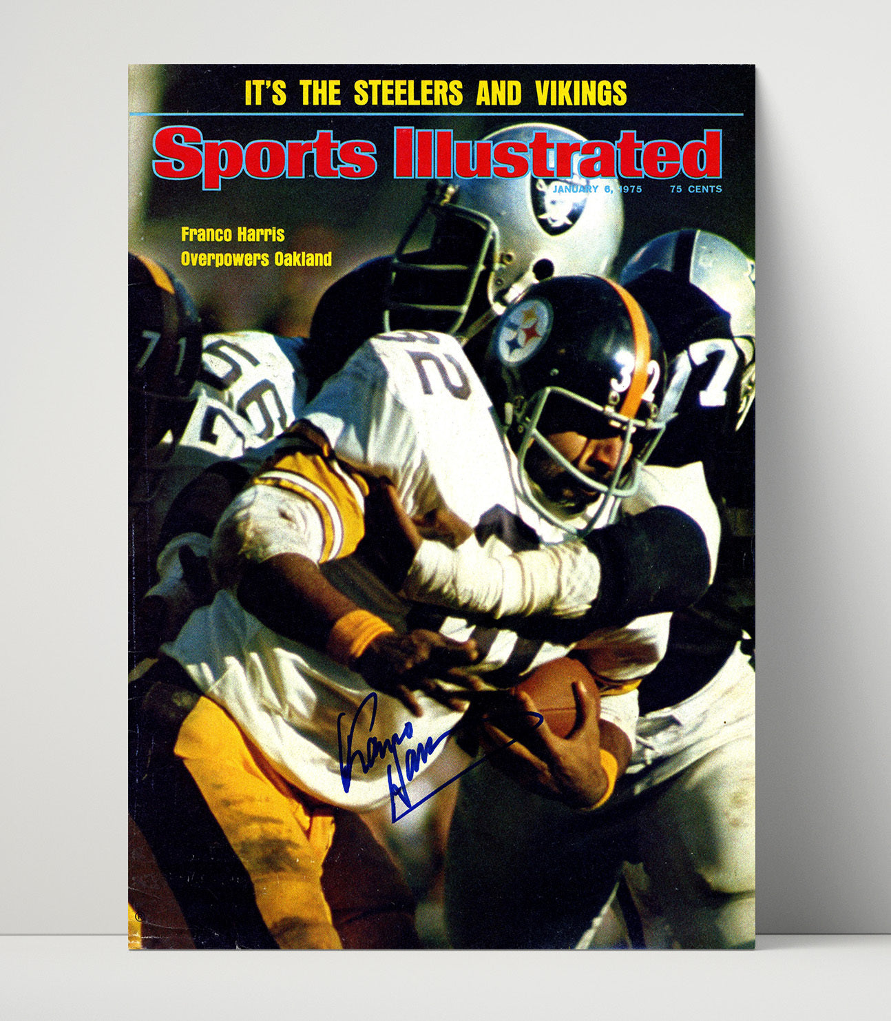Franco Harris - Pittsburgh football Power Run vs Oakland 1975 SI Cover Vintage Football Wall Art - 16x20 Unframed Print football decor