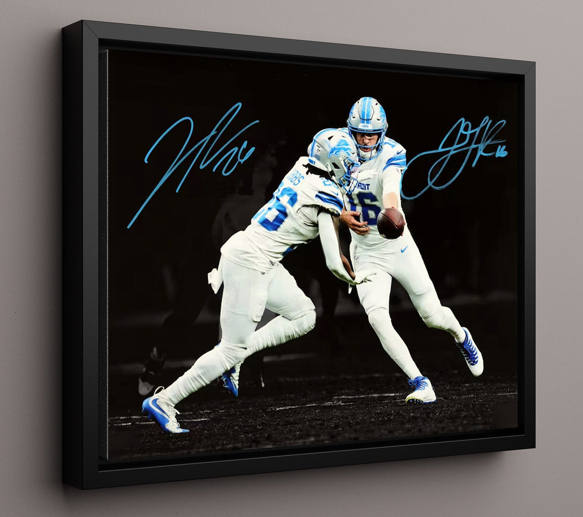 Gibbs and Goff - Lions Rising 8x10 Framed Canvas vintage football wall art