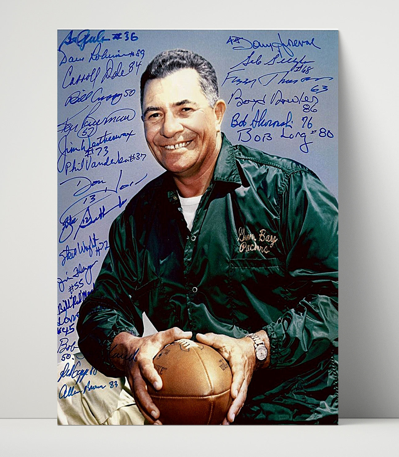 Green Bay Football - Vince Lombardi 1966 Team Portrait Signed Football Wall Art - football wall art print