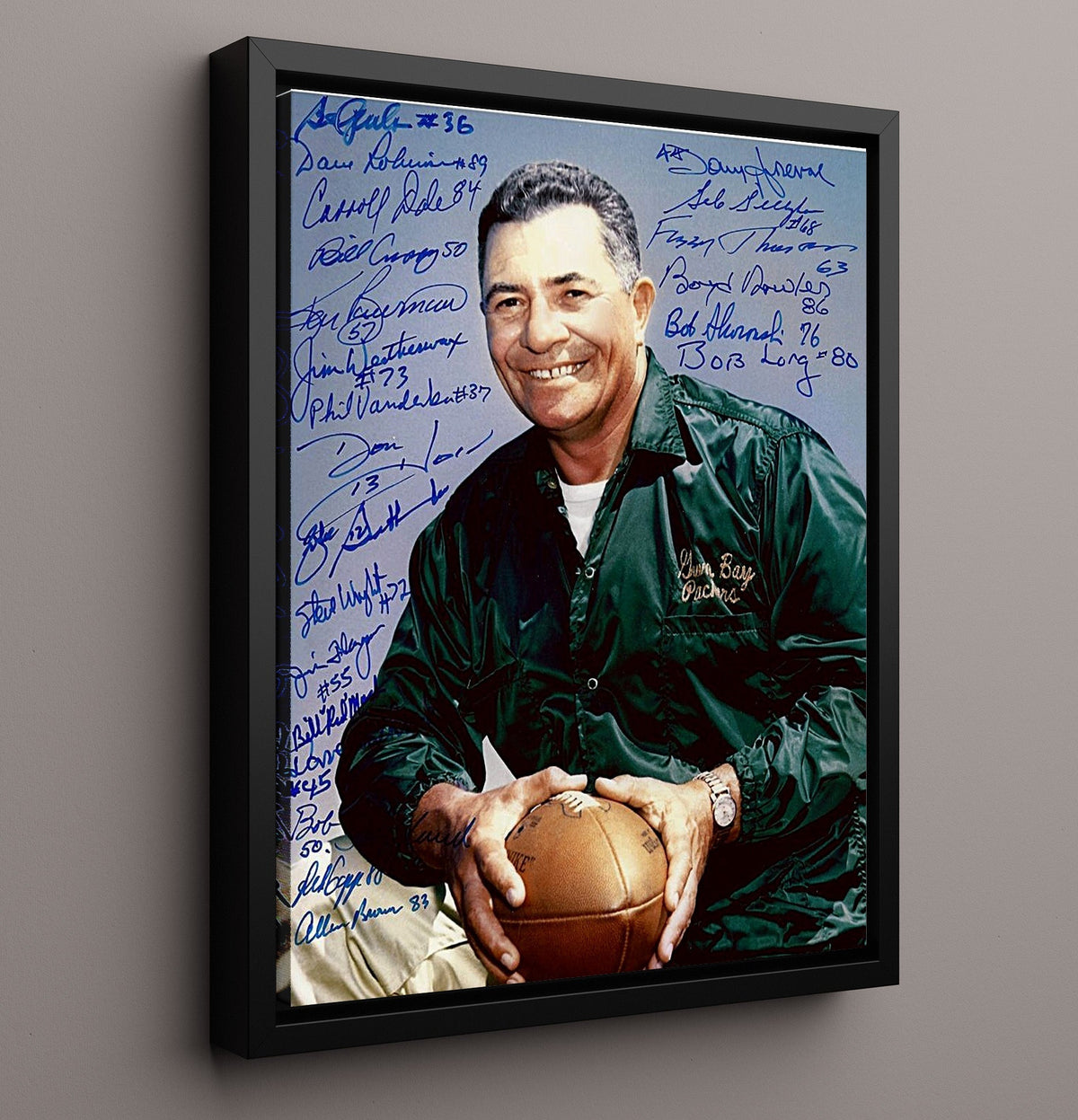 Green Bay Football - Vince Lombardi 1966 Team Signed 8x10 Framed Canvas vintage football wall art