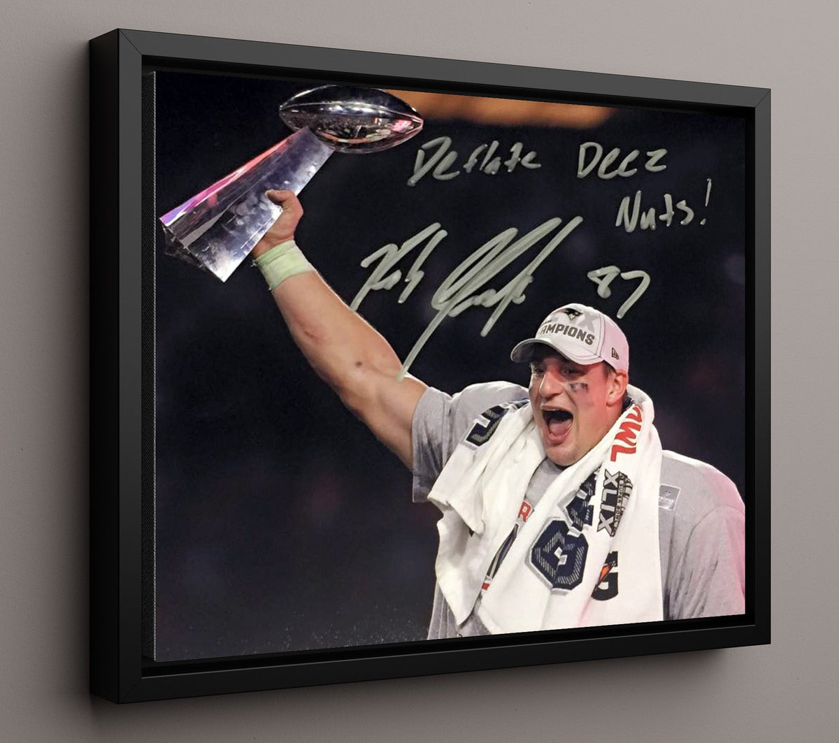 Gronkowski Trophy - Deflated Deez Nuts 8x10 Framed Canvas vintage football wall art