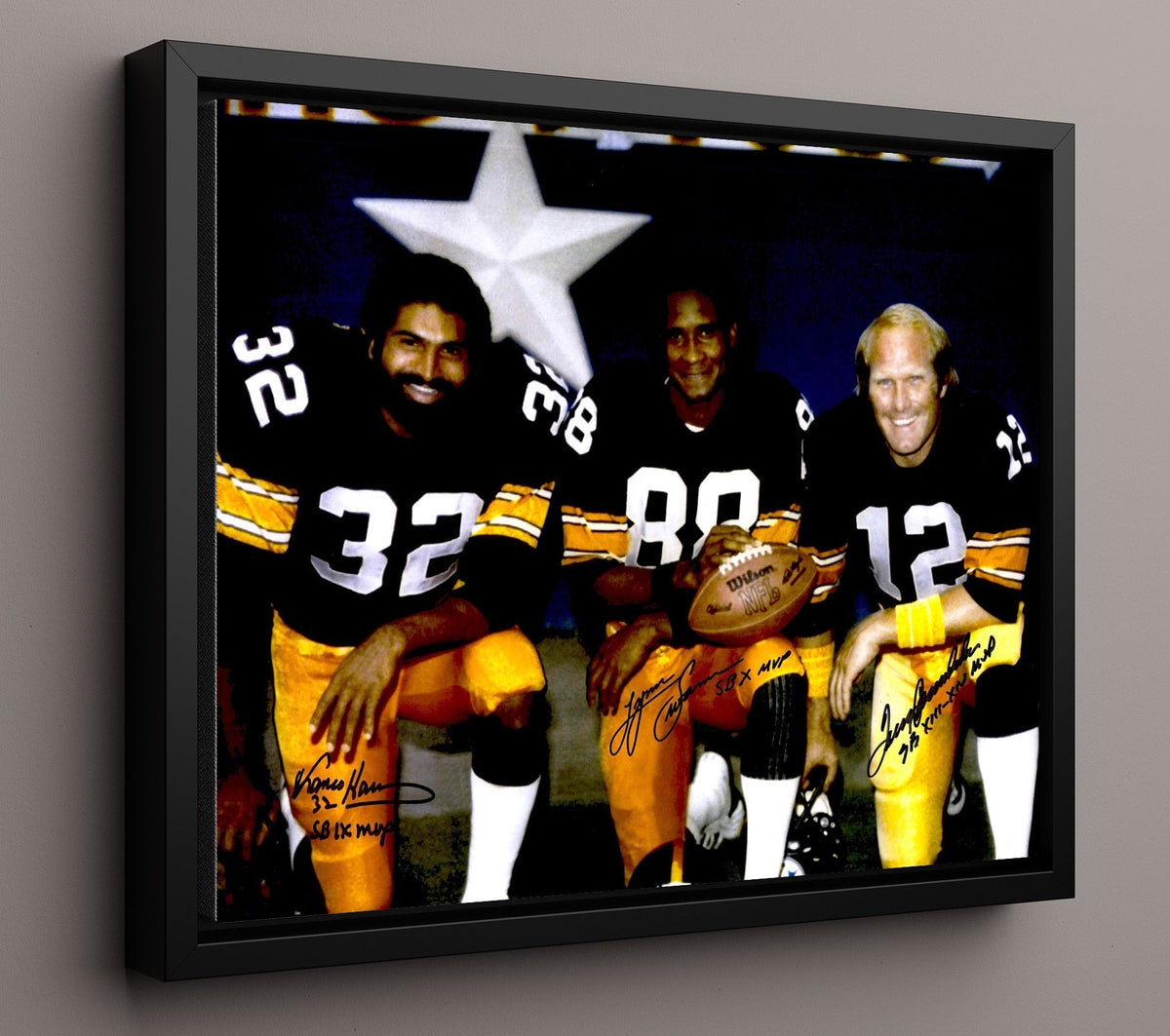 Harris Swann and Bradshaw - Steelers Dynasty 8x10 Framed Canvas vintage football wall art
