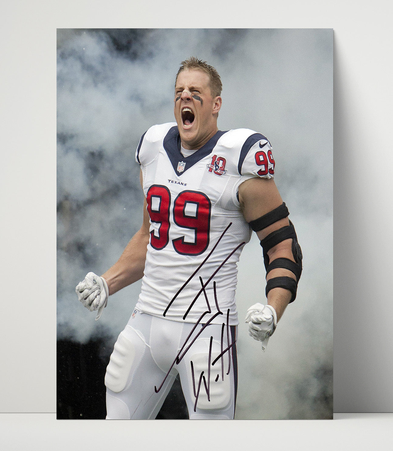 Jj Watt - Houston Football Defensive Entrance Smoke Yell Football Wall Art - football wall art print