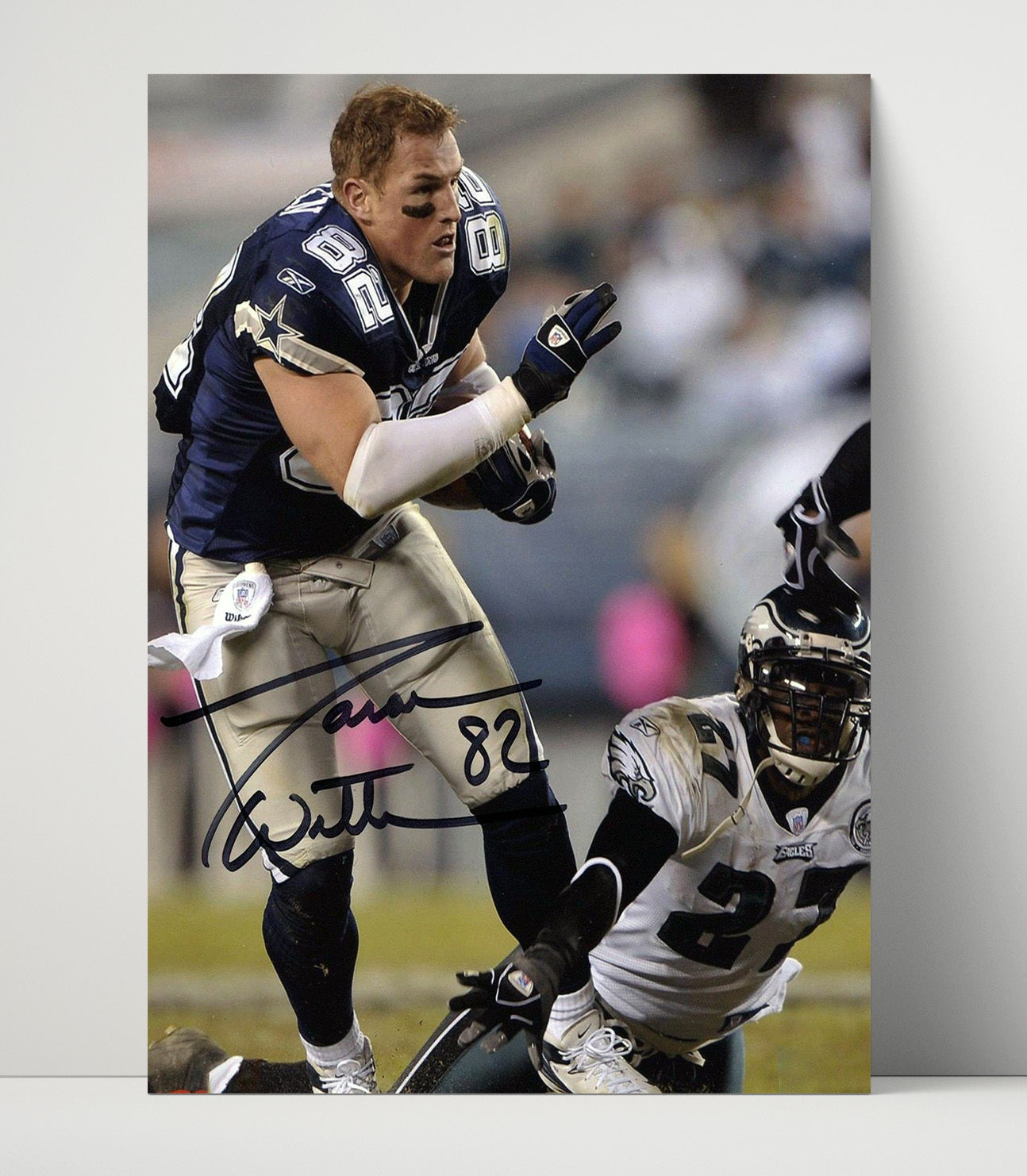 Jason Witten - Helmet Off and Heart on Vintage Football Wall Art - 16x20 Unframed Print football decor
