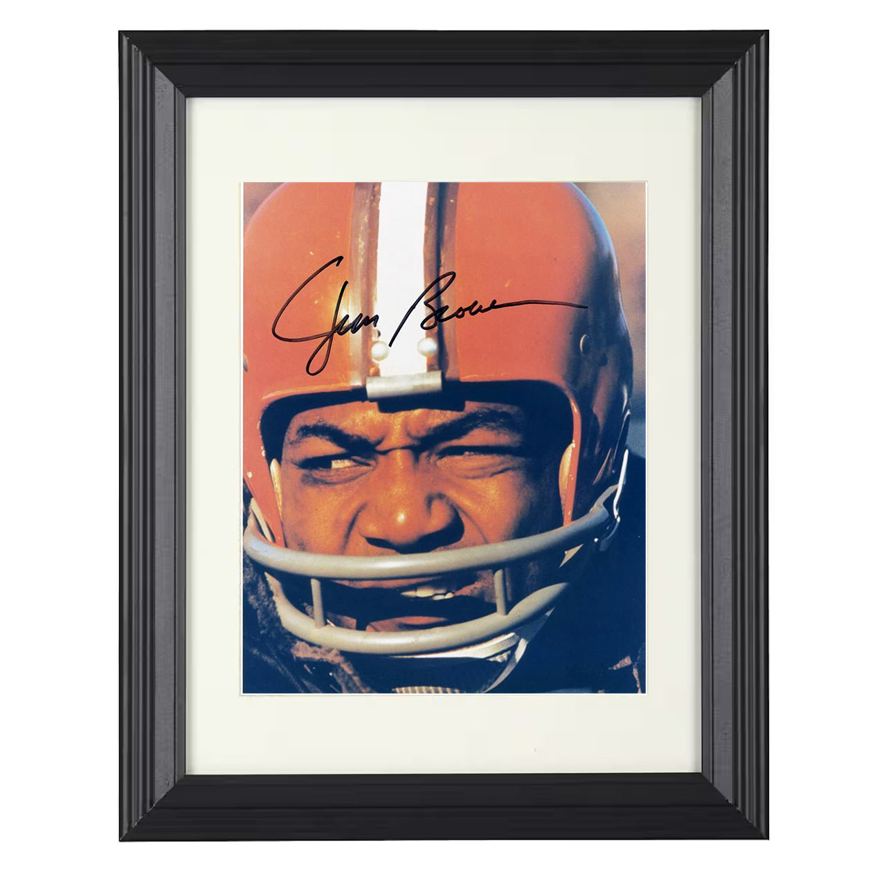 Jim Brown – Cleveland Helmet Close Up Image – 8x10 black beveled framed football wall art