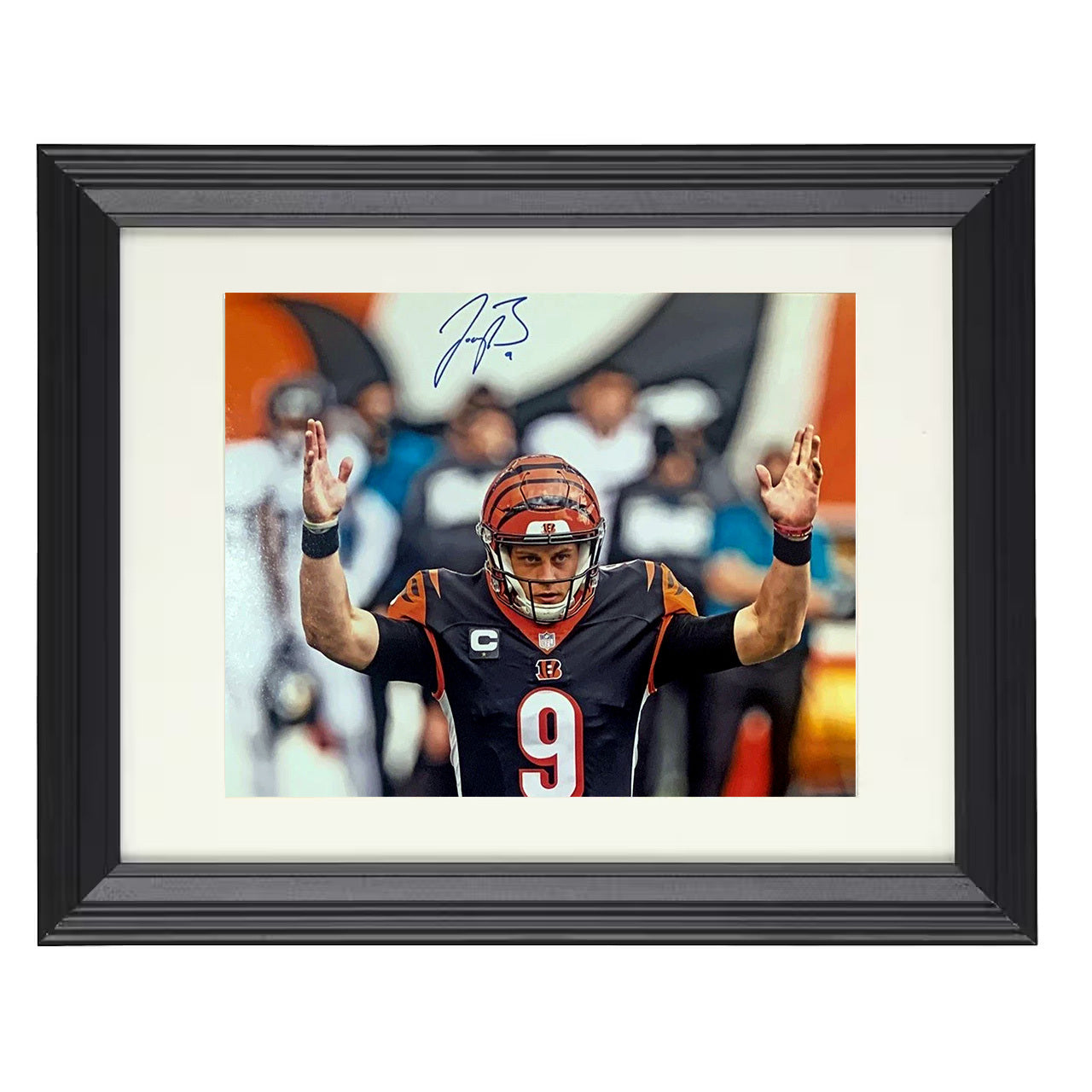 Joe Burrow – Bengal Leader – 8x10 black beveled framed football wall art