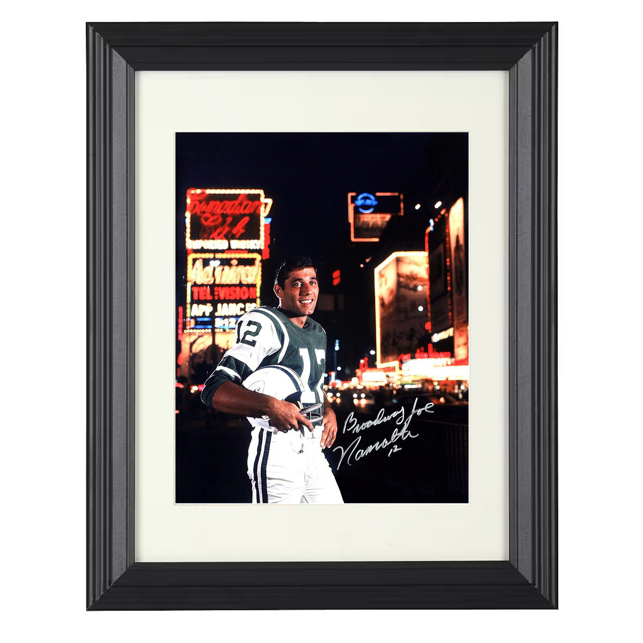Joe Namath – Broadway Joe Image – 8x10 black beveled framed football wall art