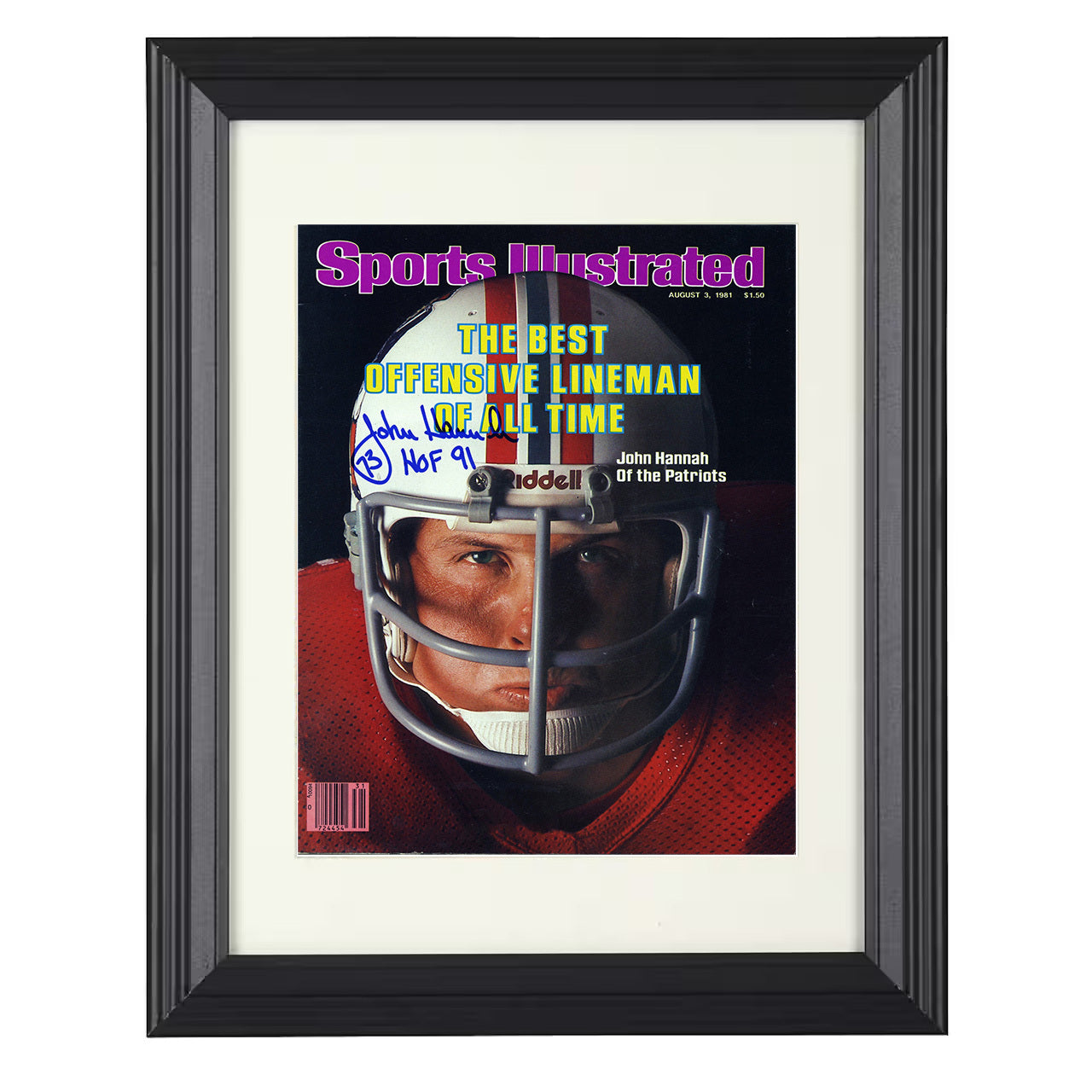 John Hannah Best Lineman – Hog Wild Image – 8x10 black beveled framed football wall art
