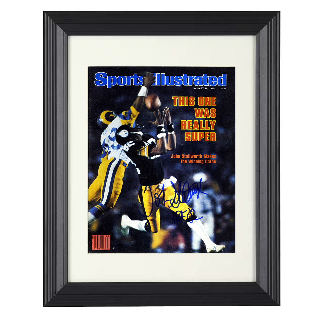 John Stallworth Super Bowl XIV – Clutch Catch Image – 8x10 black beveled framed football wall art
