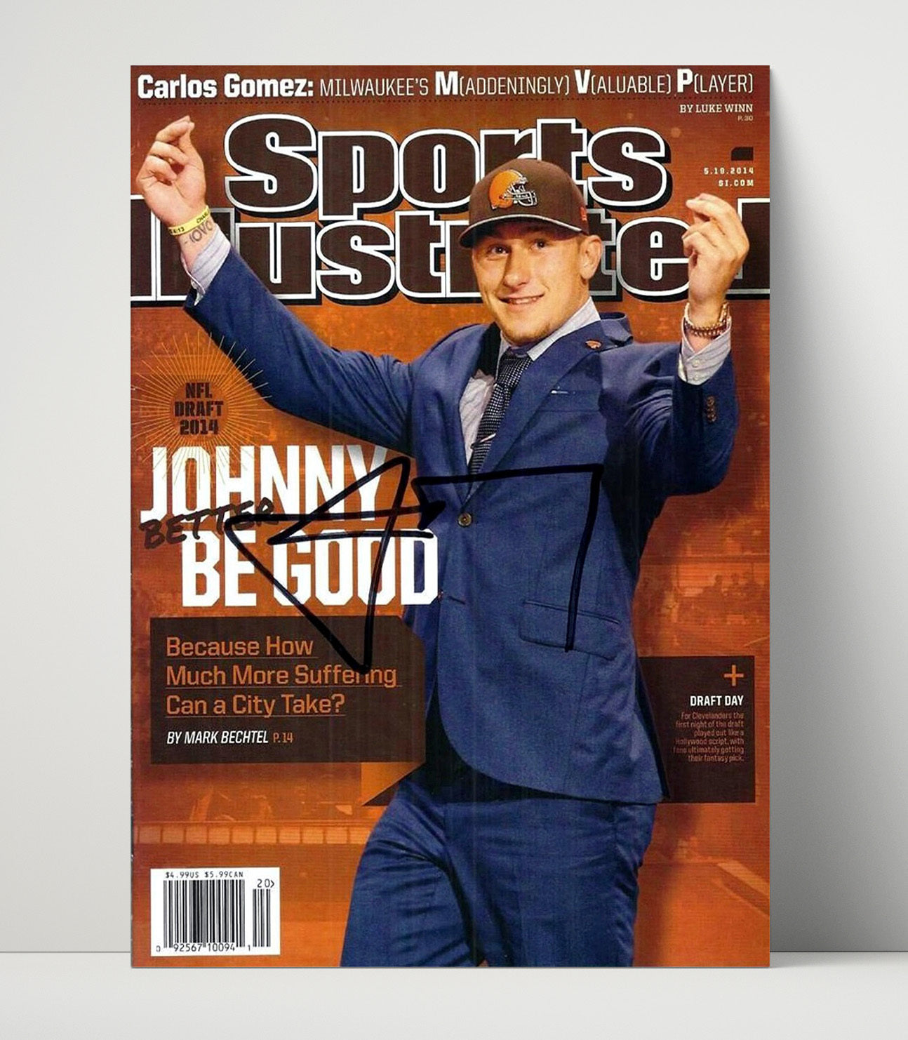 Johnny Manziel - Cleveland football NFL Draft 2014 First Round Celebration 2014 SI Cover Vintage Football Wall Art - 16x20 Unframed Print football decor