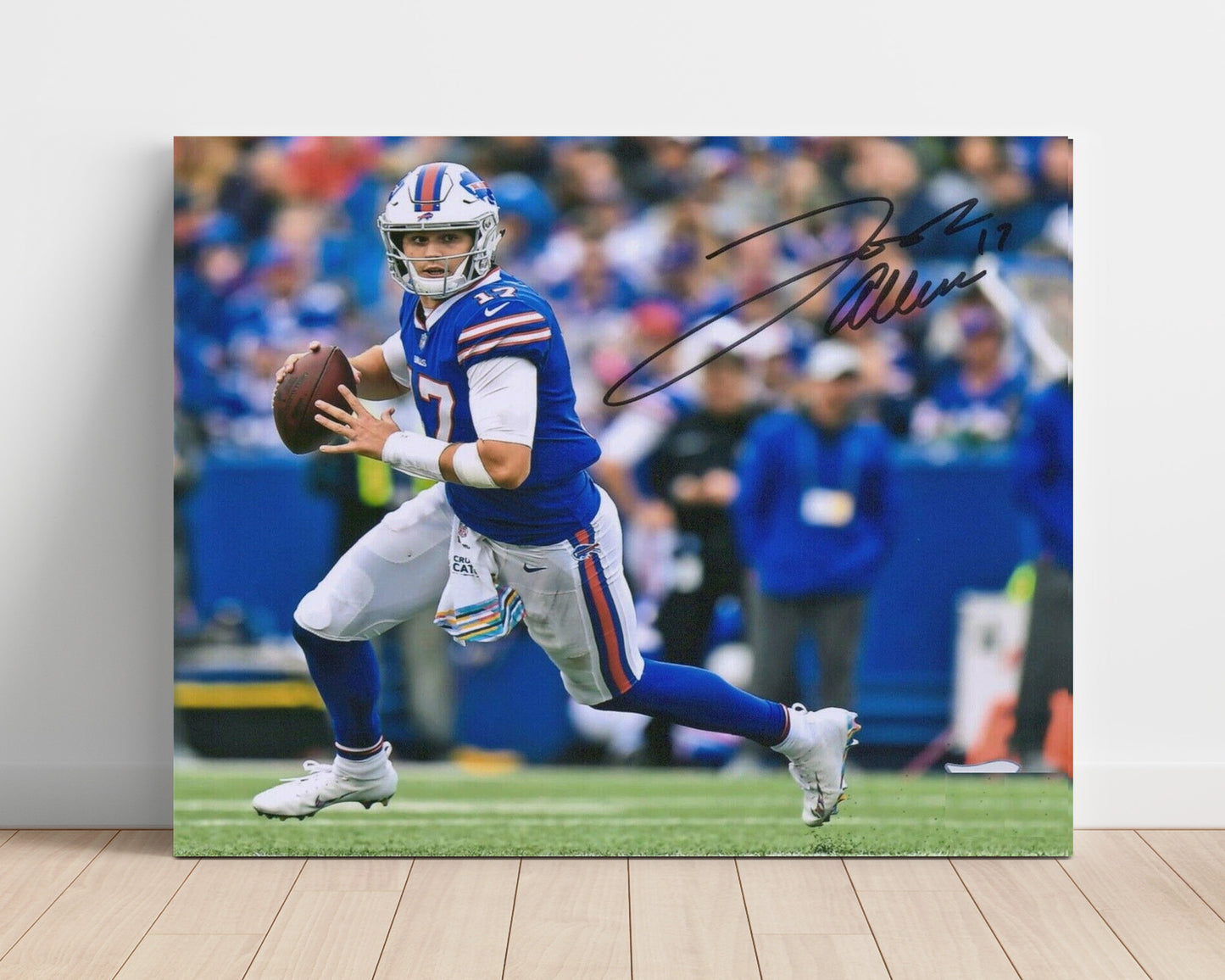 Josh Allen - on the Move Vintage Football Wall Art - 16x20 Unframed Print football decor