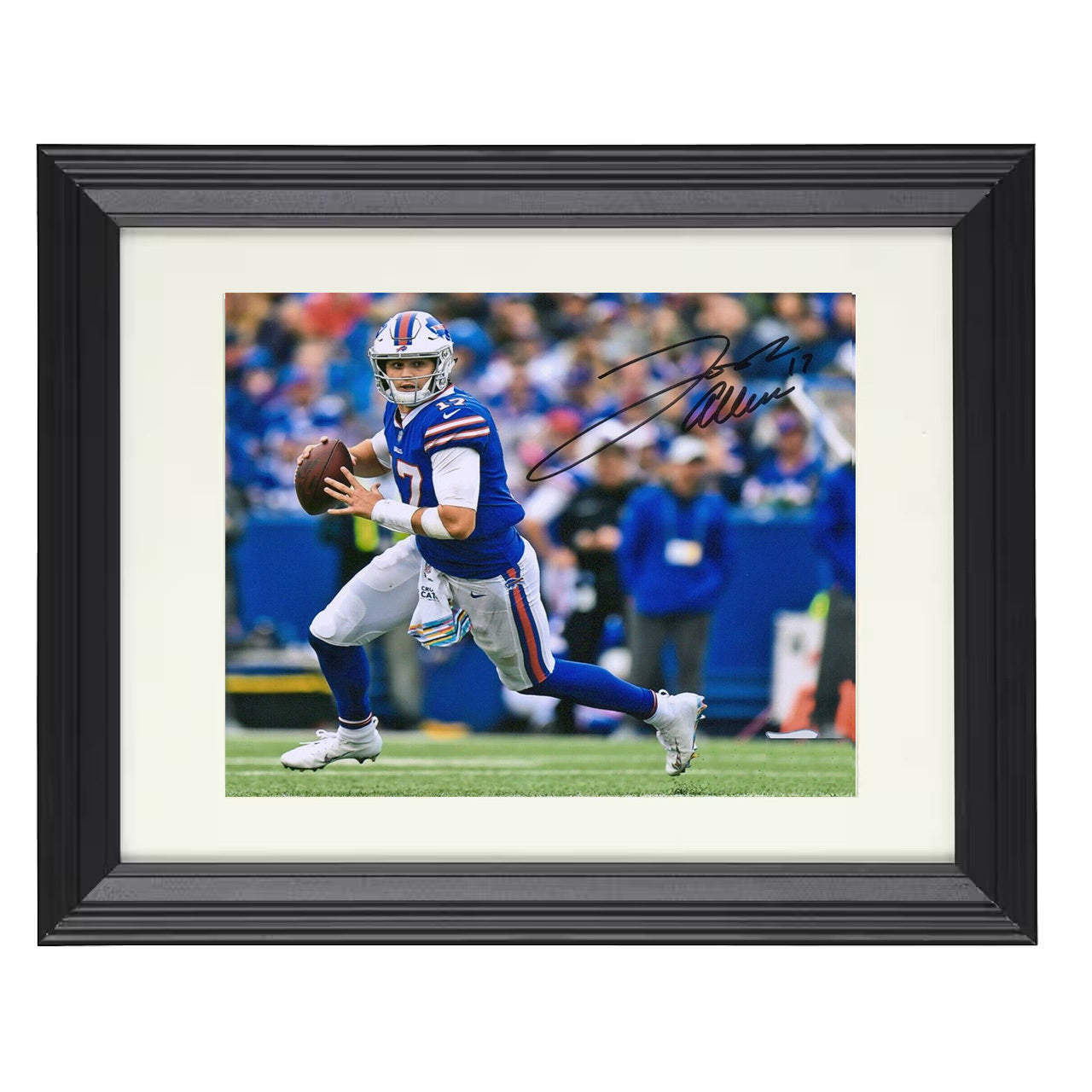 Josh Allen – On the Move – 8x10 black beveled framed football wall art