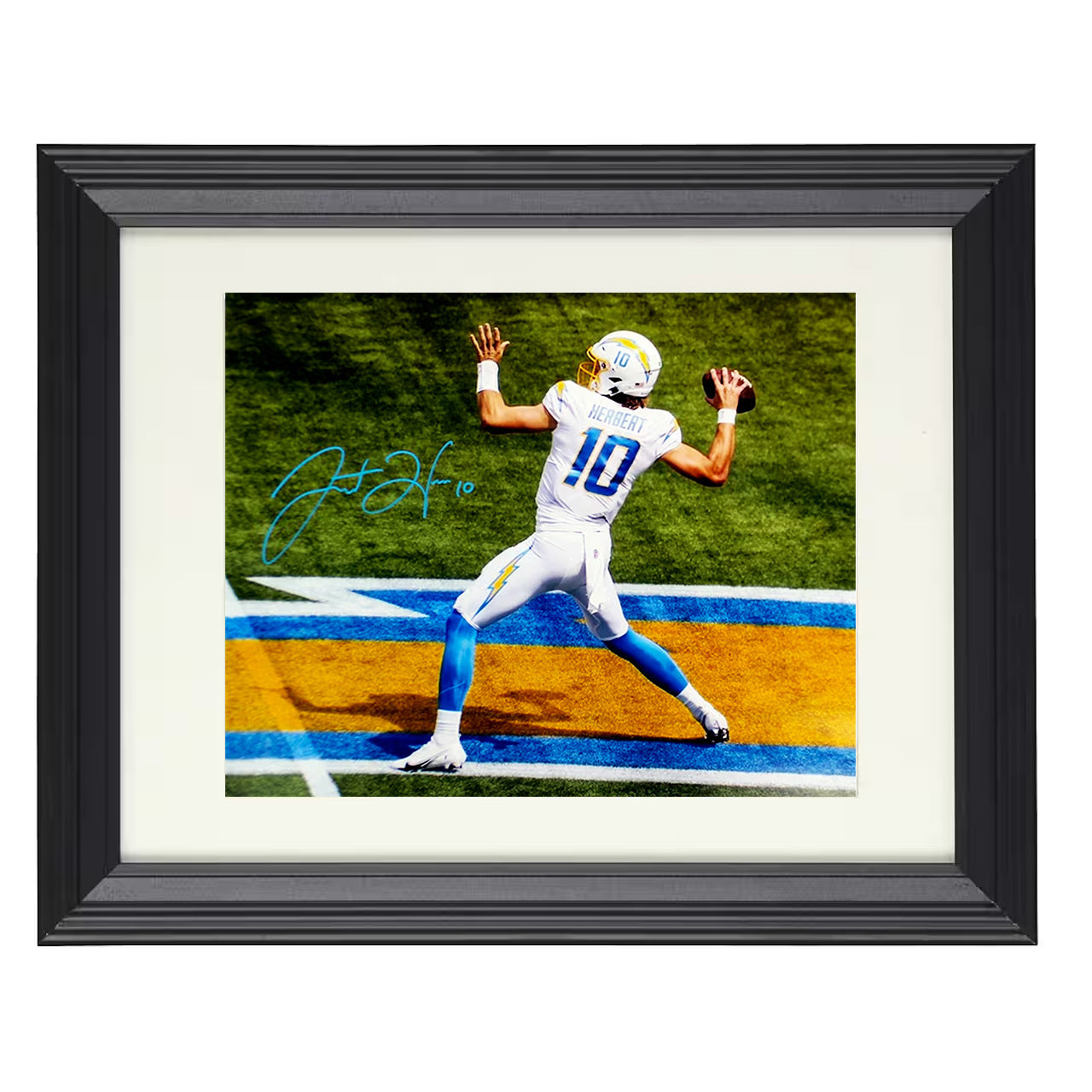 Justin Herbert – Deep Bomb – 8x10 black beveled framed football wall art