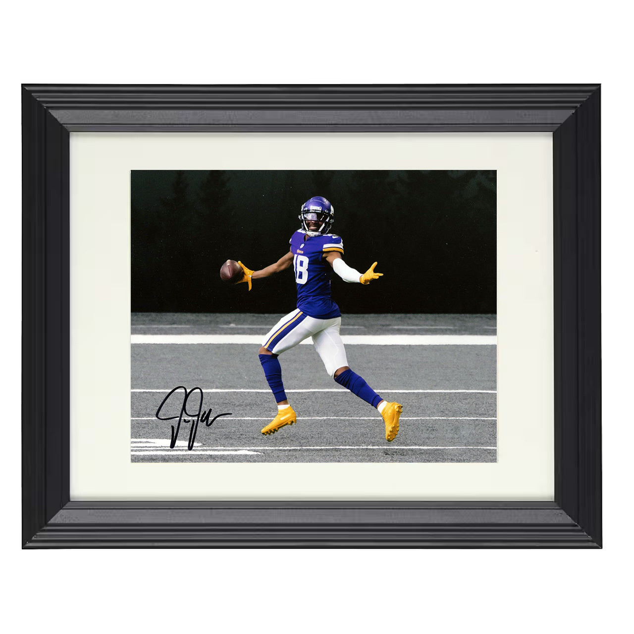 Justin Jefferson – Smooth Route – 8x10 black beveled framed football wall art