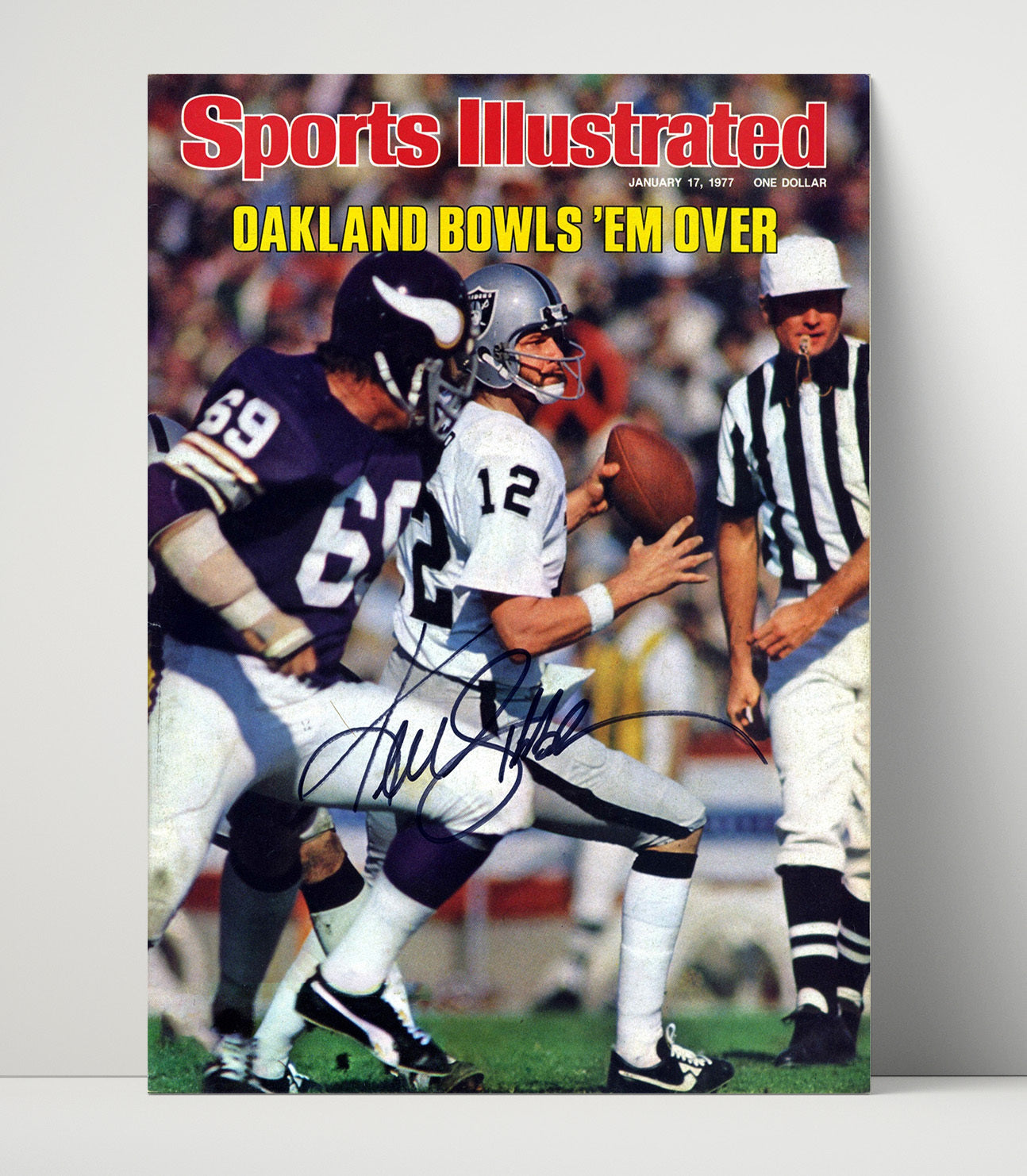 Ken Stabler Super Bowl XI - Snake Strikes Vintage Football Wall Art - 16x20 Unframed Print football decor