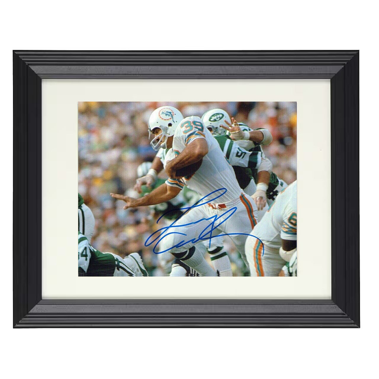 Larry Csonka – Miami Power Run Through Line – 8x10 black beveled framed football wall art