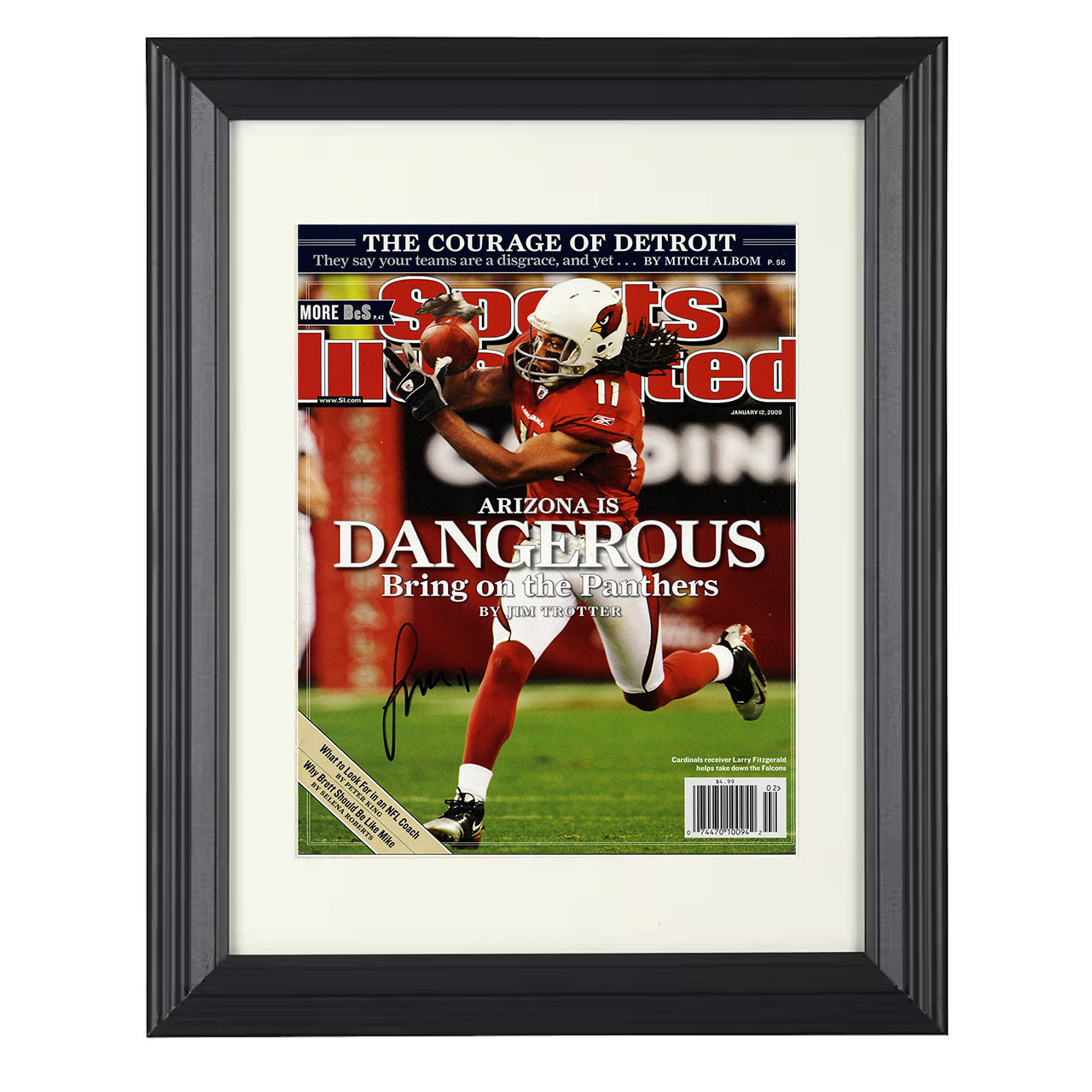 Larry Fitzgerald Dangerous – Sticky Hands Image – 8x10 black beveled framed football wall art