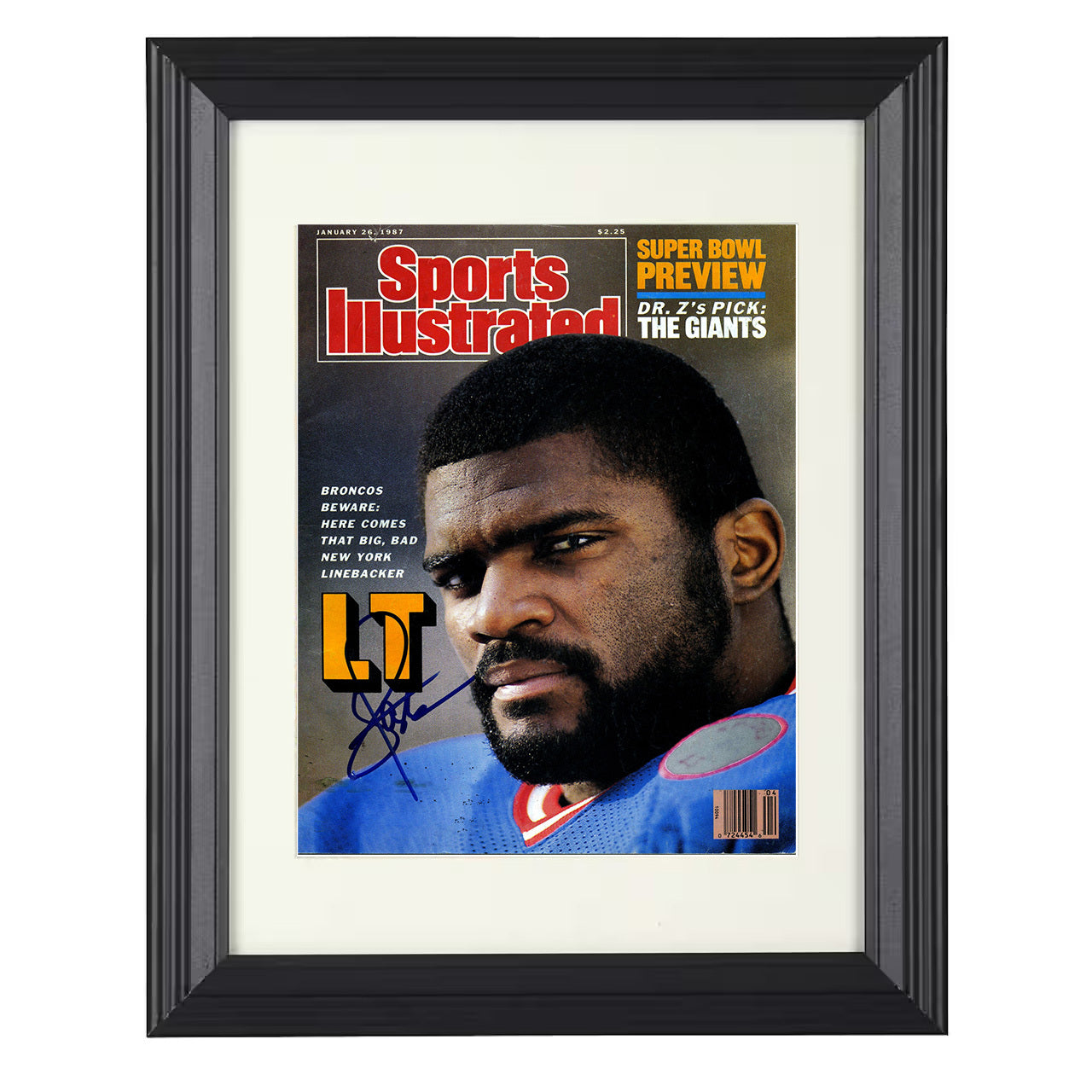 Lawrence Taylor LT – Giants Enforcer Image – 8x10 black beveled framed football wall art