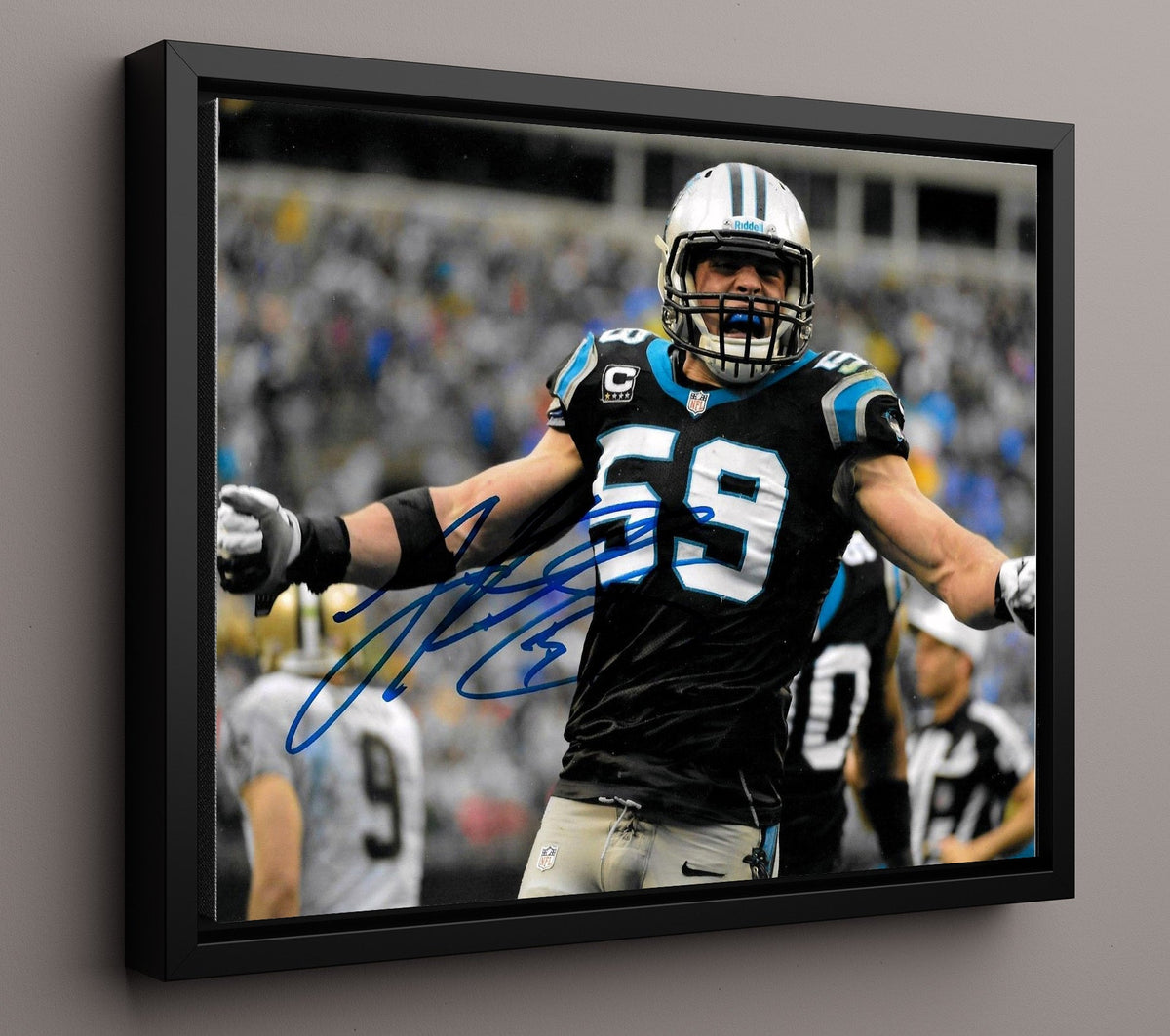 Luke Kuechly - Fired Up 8x10 Framed Canvas vintage football wall art