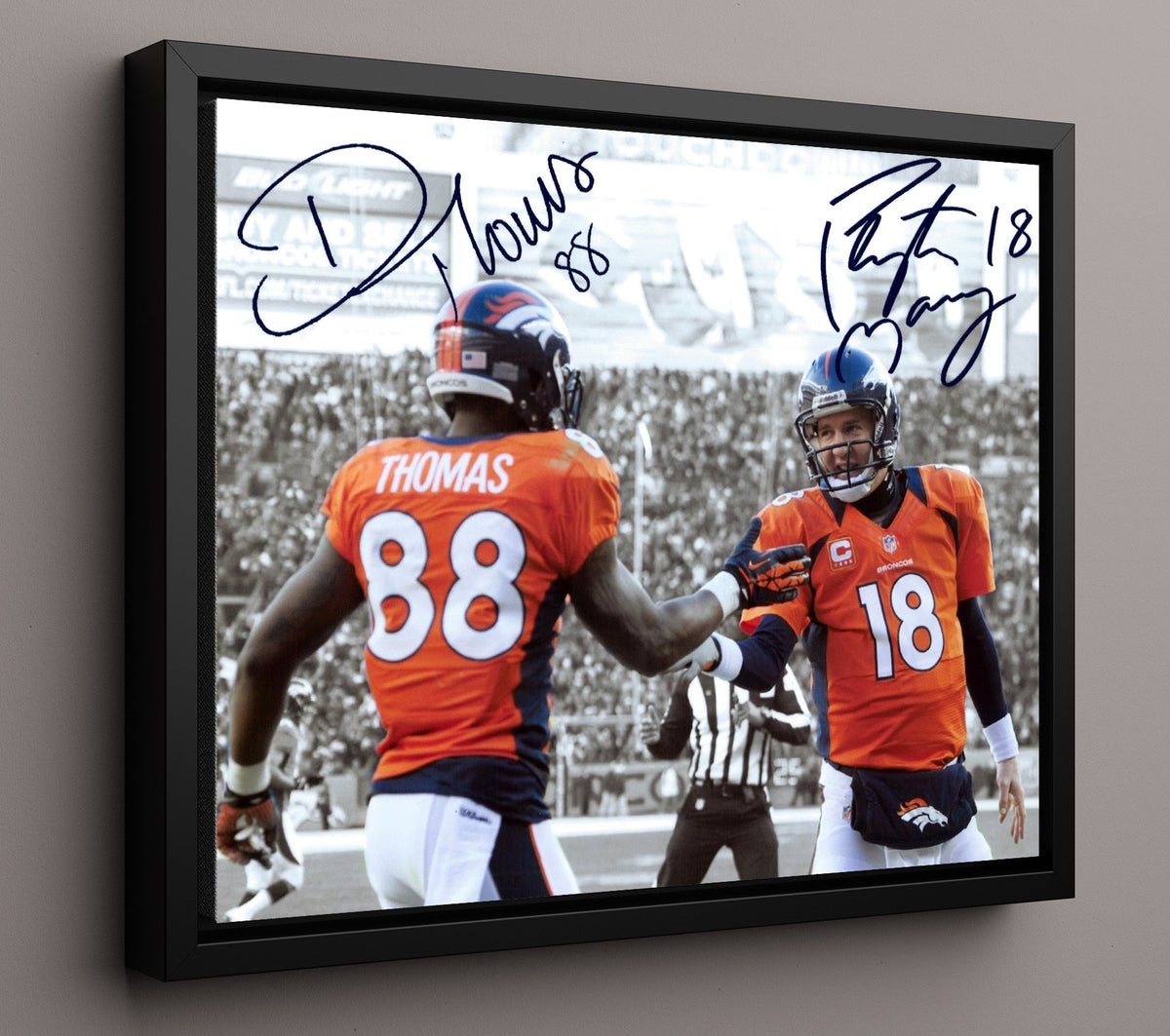 Manning and Demaryius Thomas - Mile High Duo 8x10 Framed Canvas vintage football wall art