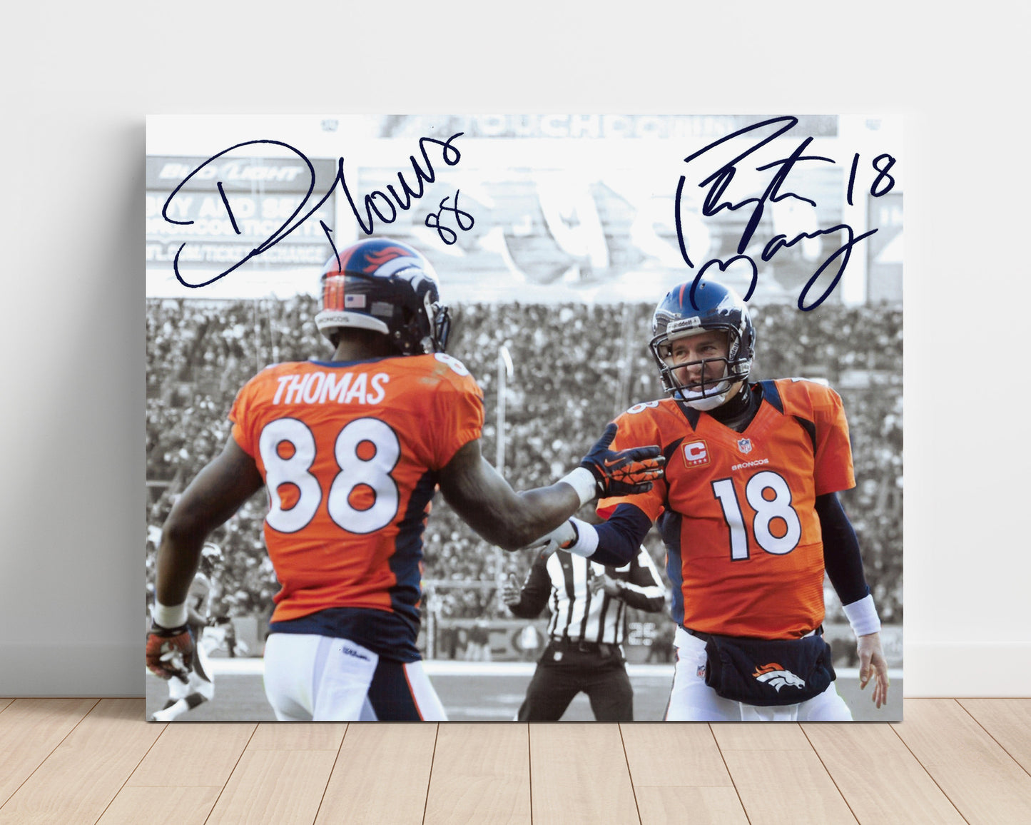 Manning and Demaryius Thomas - Mile High Duo Vintage Football Wall Art - 16x20 Unframed Print football decor