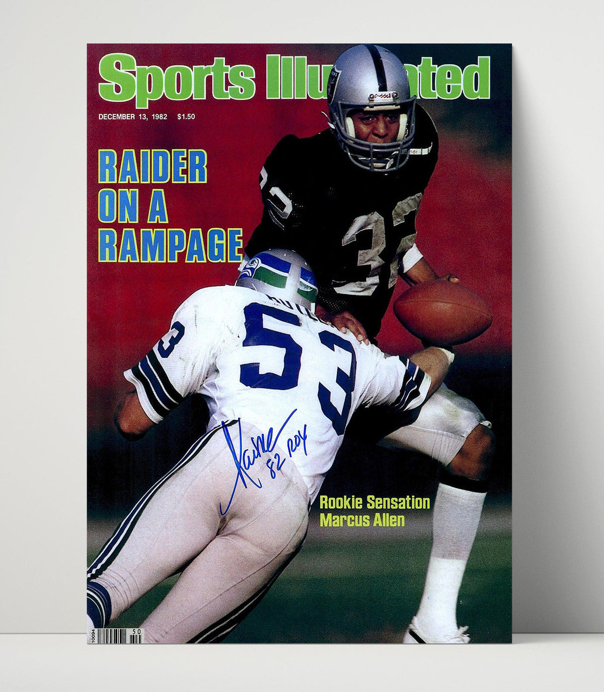 Marcus Allen – Oakland RB Charge 1982 SI unframed football poster print