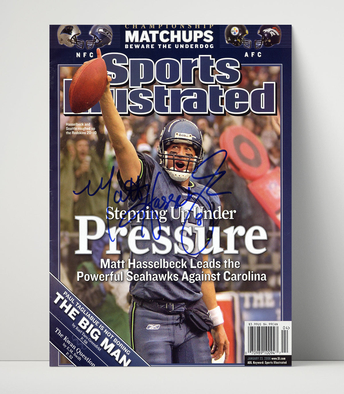 Matt Hasselbeck – Seattle Stepping Up Under Pressure 2006 SI unframed football poster print