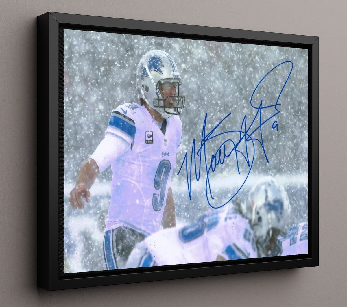 Matthew Stafford - Snow Game Grit 8x10 Framed Canvas vintage football wall art