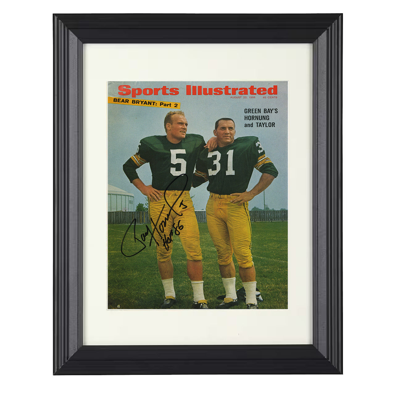 Paul Hornung and Jim Taylor – Green Bay Teammates 1966 SI – 8x10 black beveled framed football wall art