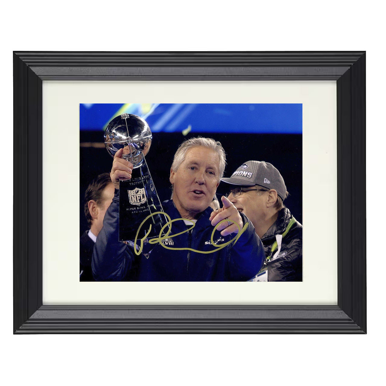 Pete Carroll Trophy – Victory Point – 8x10 black beveled framed football wall art