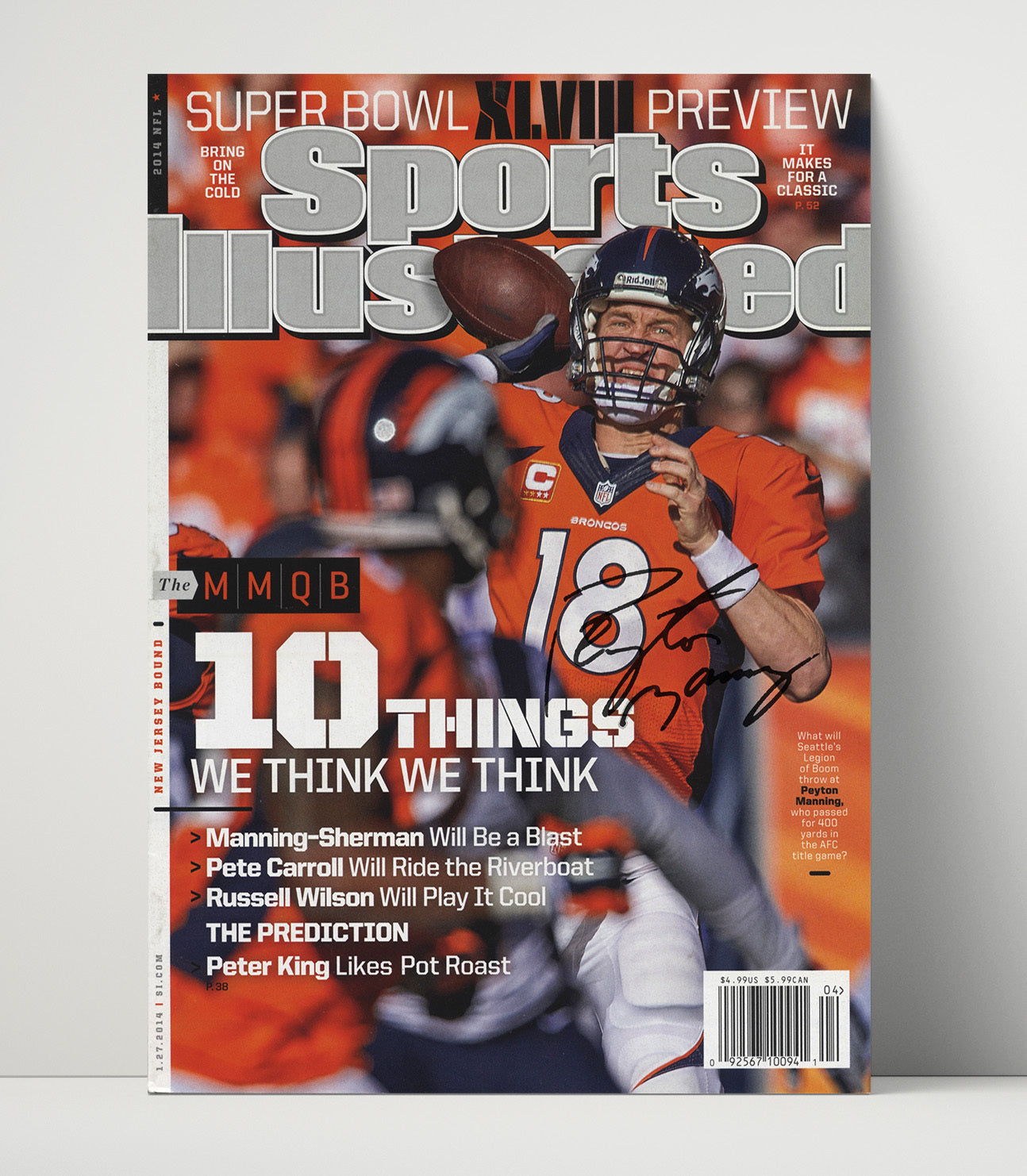 Peyton Manning - Denver football Super Bowl XLVIII Preview Passing Motion 2014 SI Cover football wall art 16x20 Unframed Print