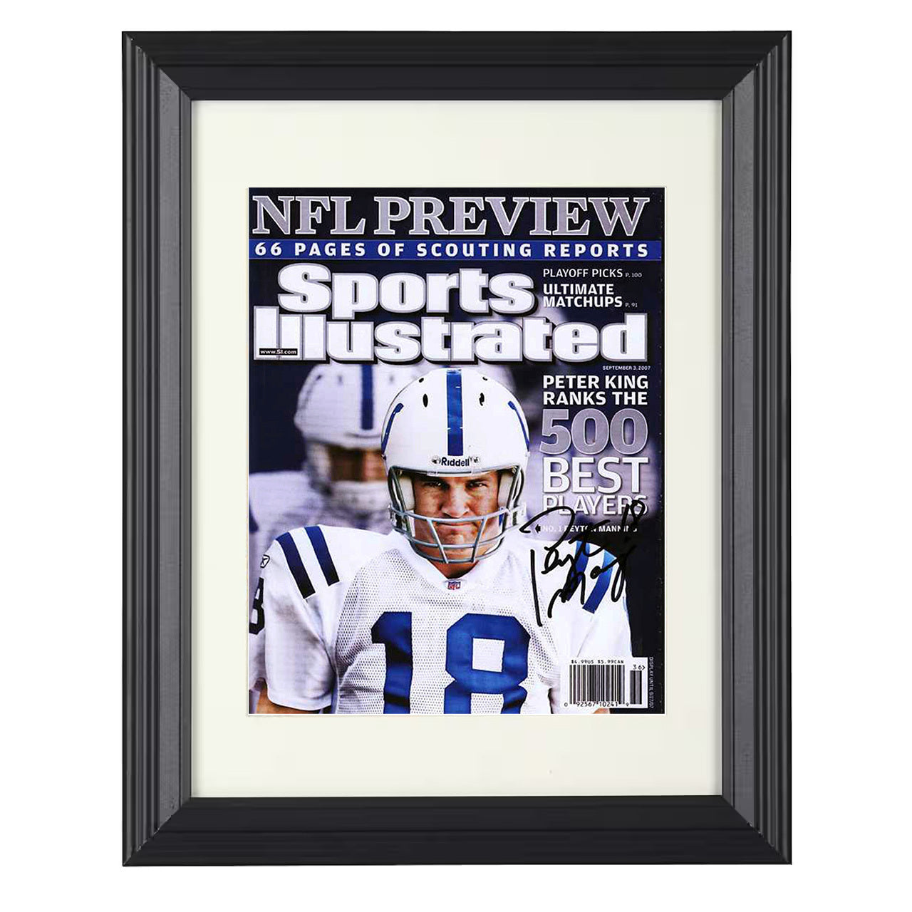 Peyton Manning – Indianapolis QB 500 Best Players 2007 SI – 8x10 black beveled framed football wall art