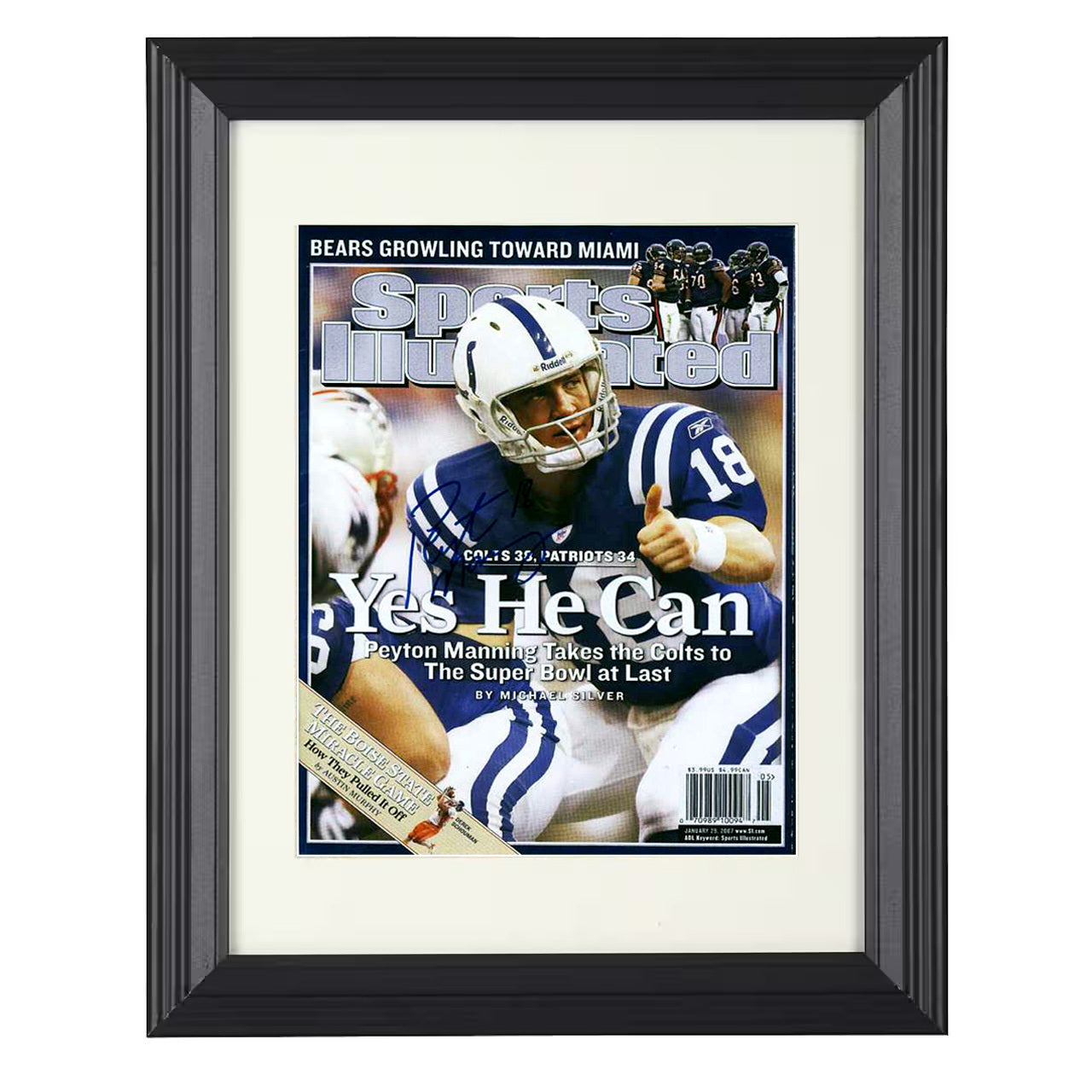 Peyton Manning – Indianapolis QB Yes He Can 2007 SI – 8x10 black beveled framed football wall art
