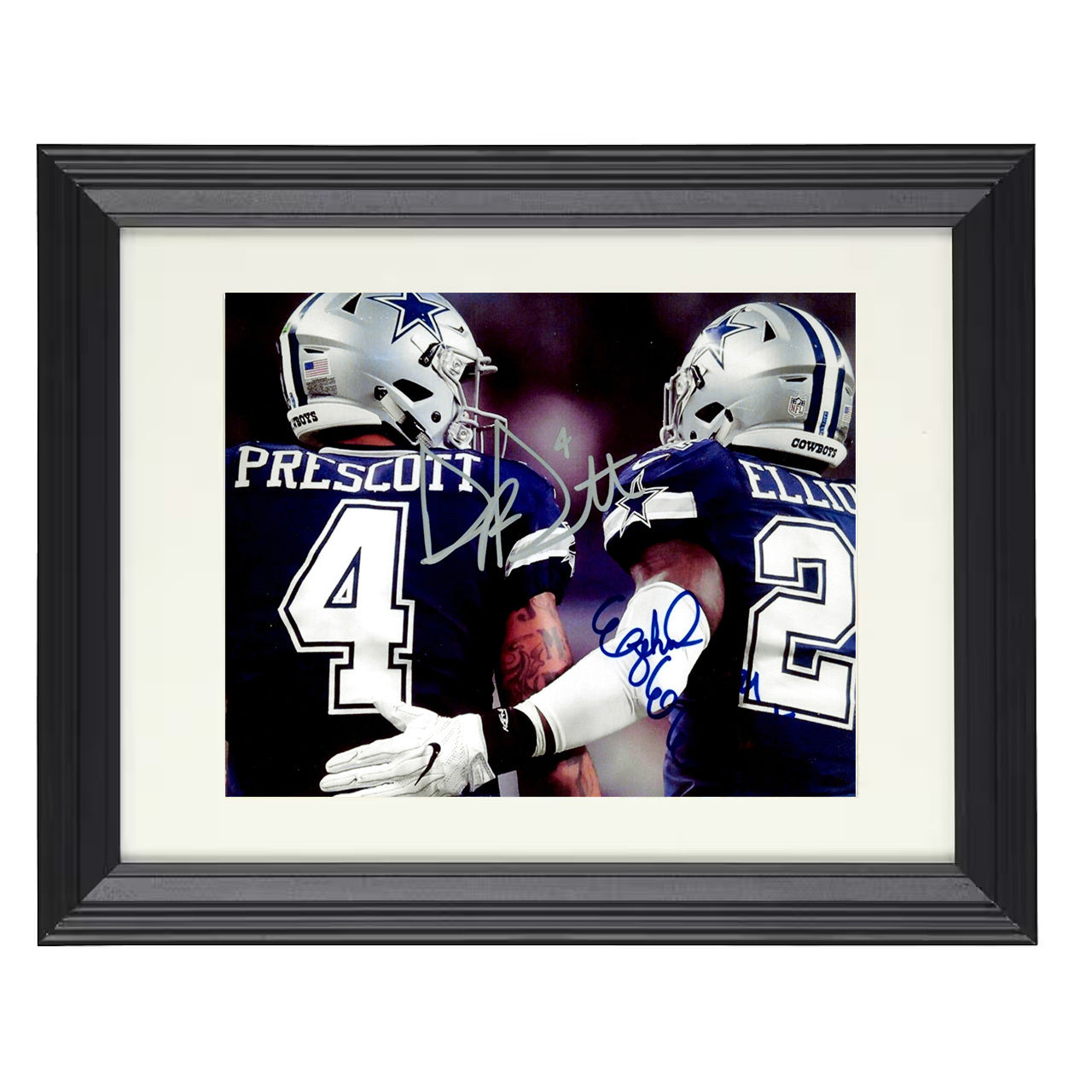 Prescott and Elliott – Cowboys Brotherhood – 8x10 black beveled framed football wall art