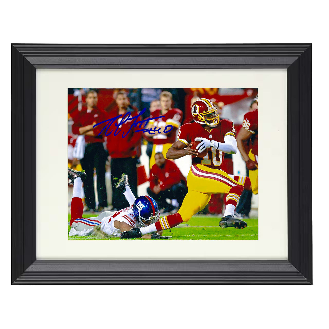 RGIII – Rookie Flash and Dash – 8x10 black beveled framed football wall art