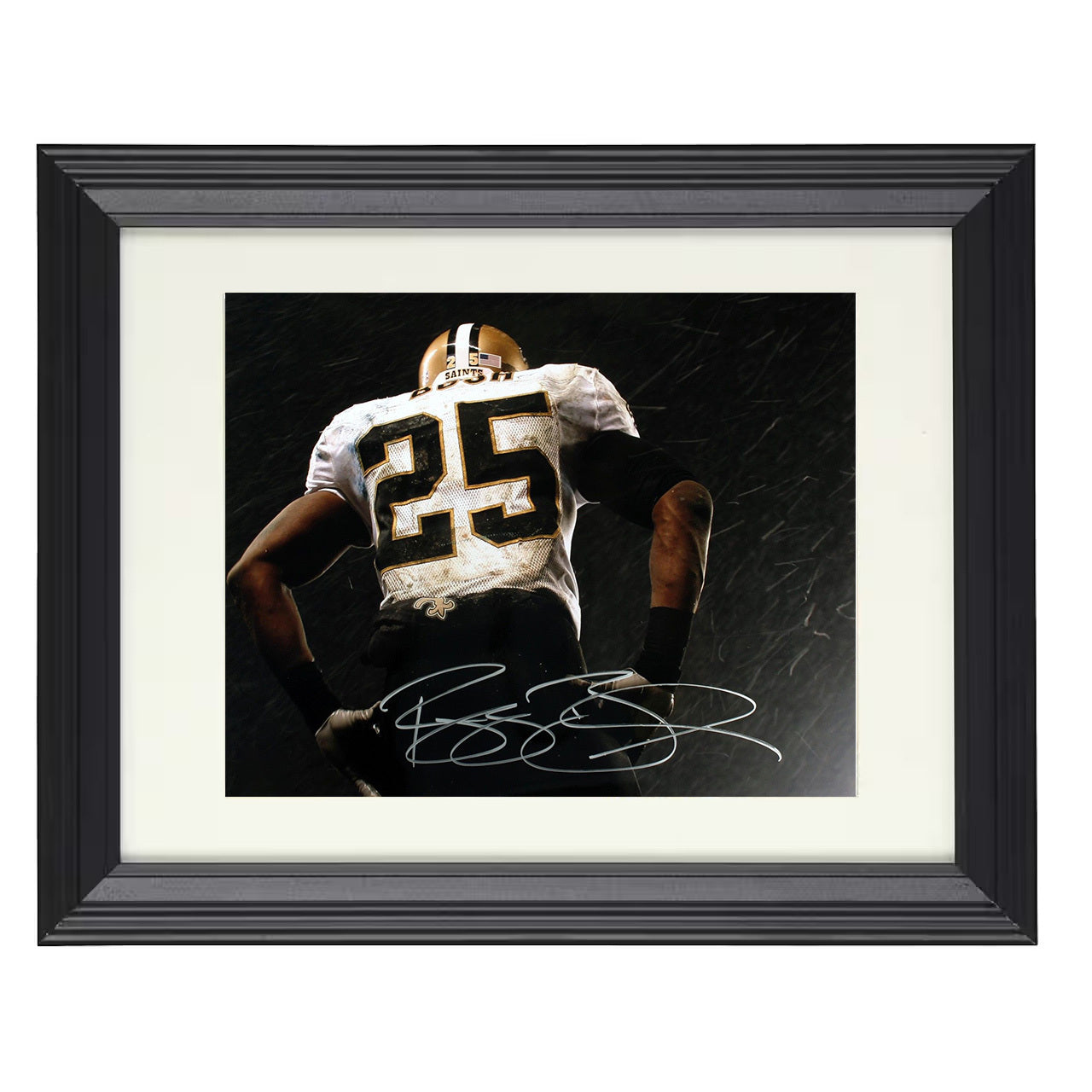 Reggie Bush – New Orleans RB Rain Game Spotlight – 8x10 black beveled framed football wall art