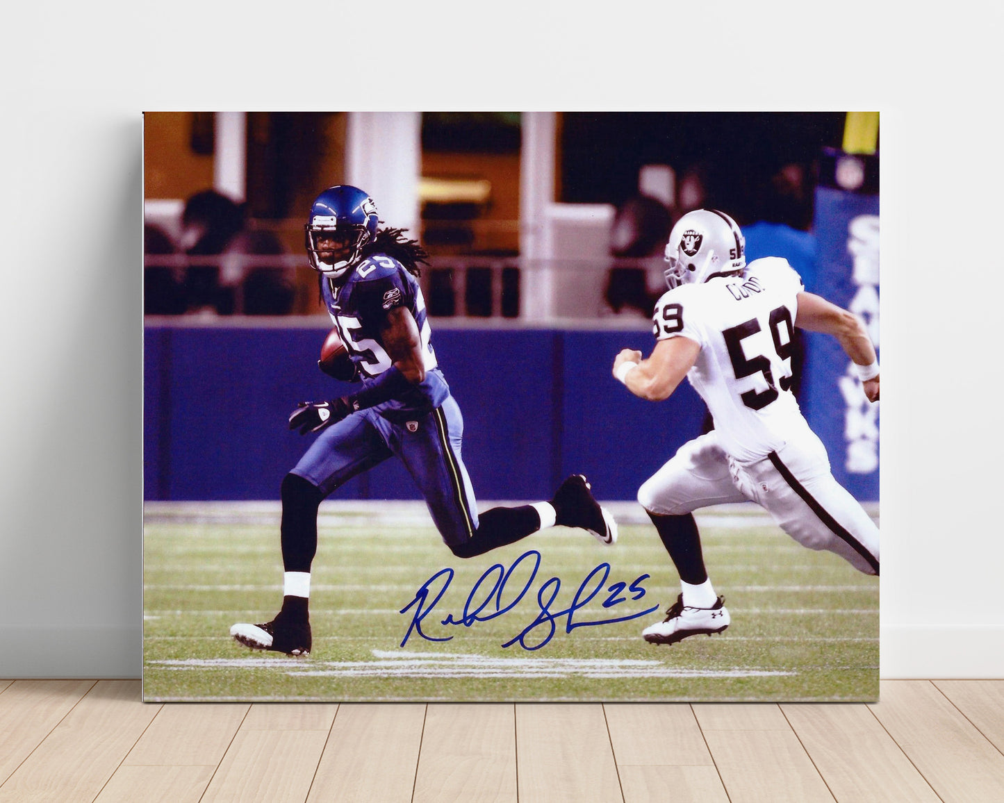 Richard Sherman - Seattle Football Defensive Back Running Interception Return Football Wall Art - football wall art print