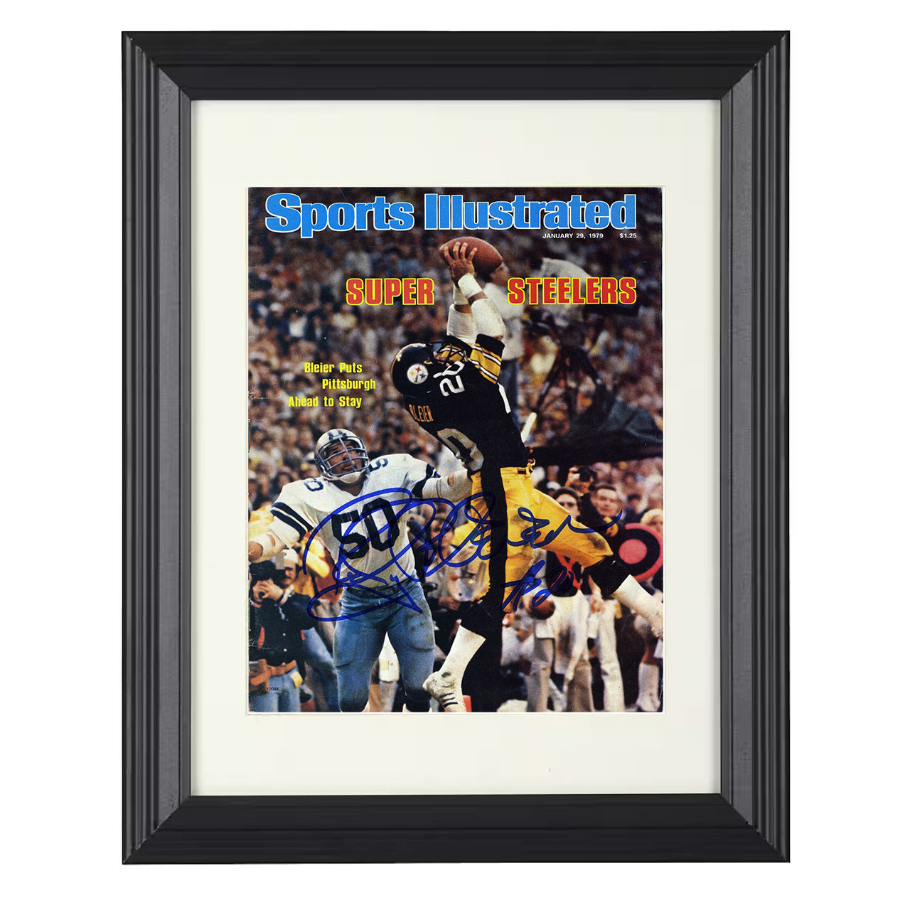 Rocky Bleier Super Bowl XIII – Steeler Grit Image – 8x10 black beveled framed football wall art