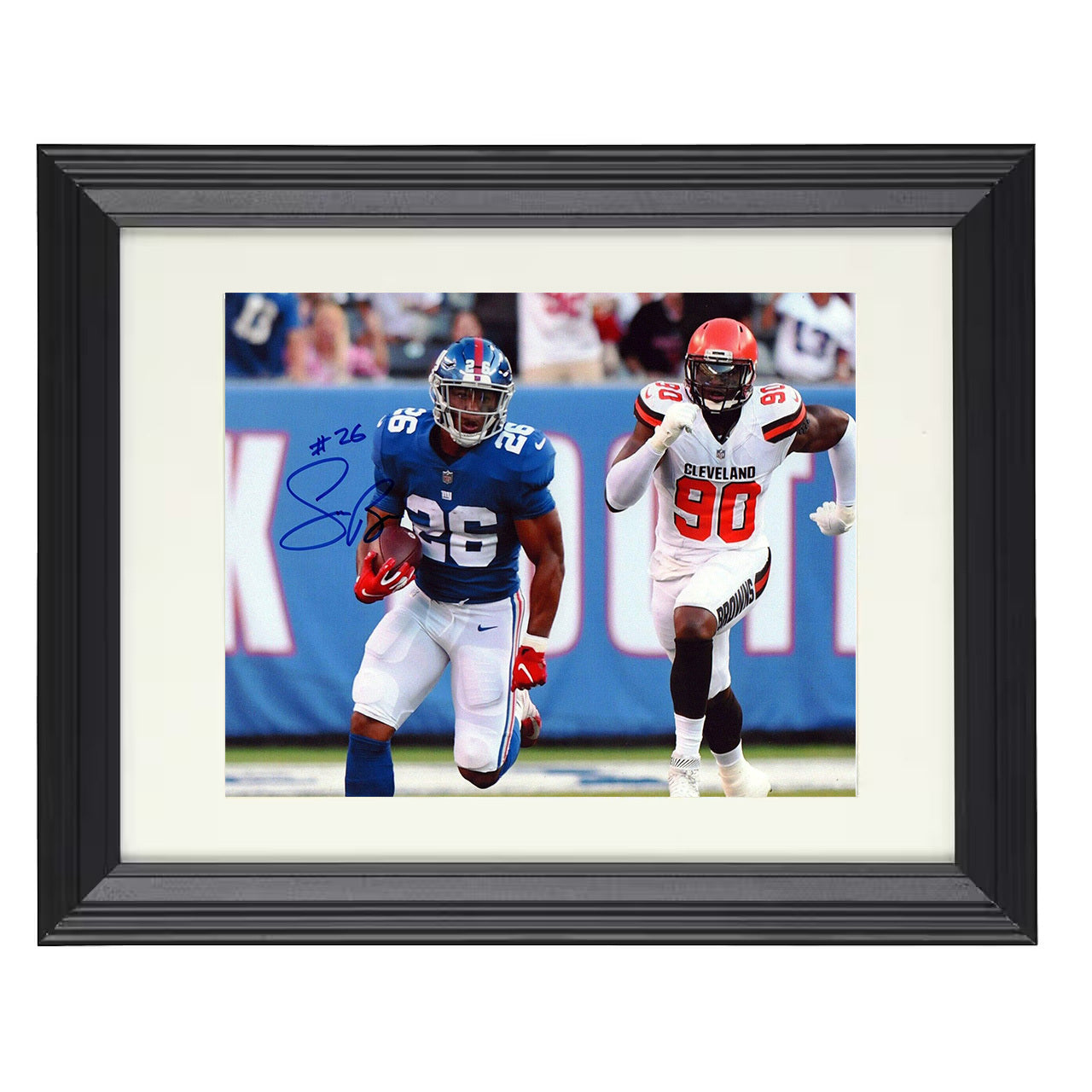 Saquon Barkley – New York RB Breakaway Run – 8x10 black beveled framed football wall art