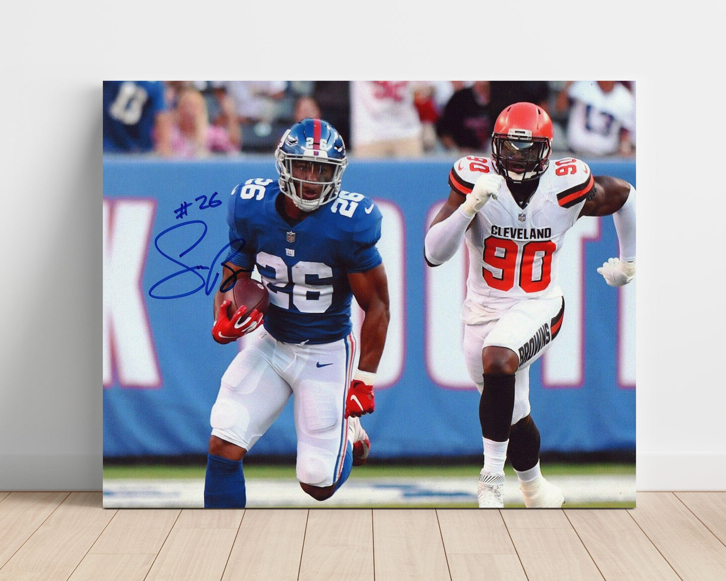 Saquon Barkley - New York Football Running Back Breakaway Run Football Wall Art - football wall art print