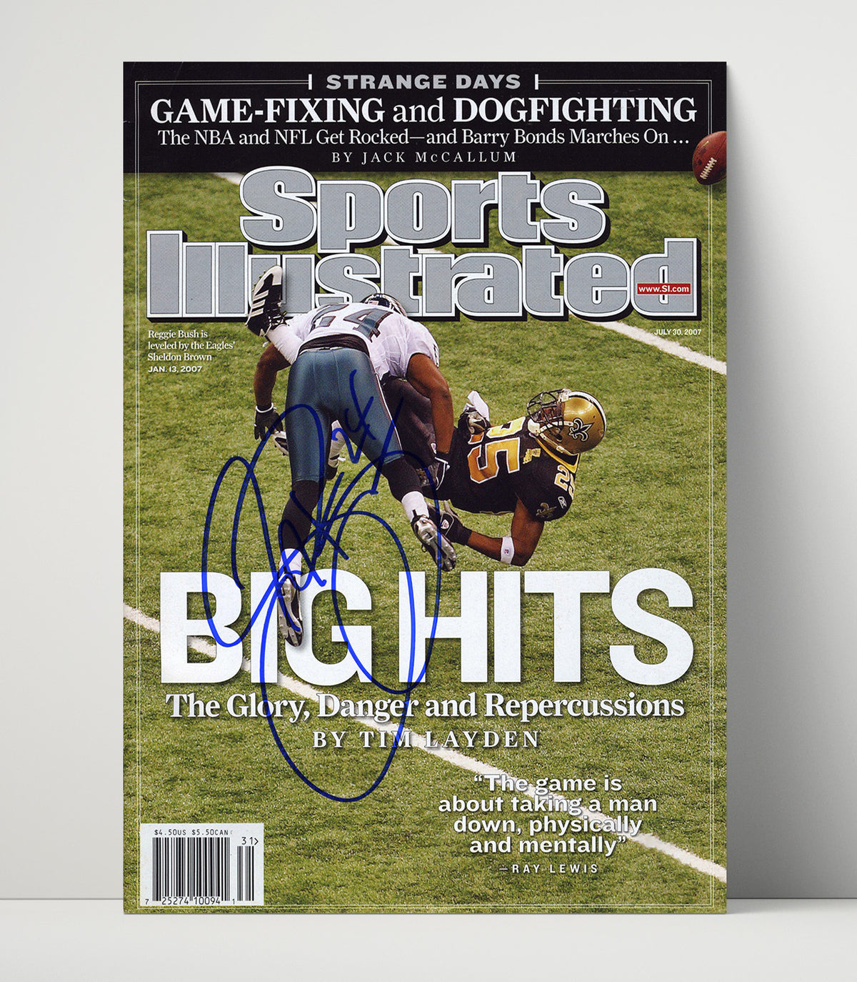 Sheldon Brown - Philadelphia football Hit On Reggie Bush 2007 SI Cover Big Hits football wall art 16x20 Unframed Print
