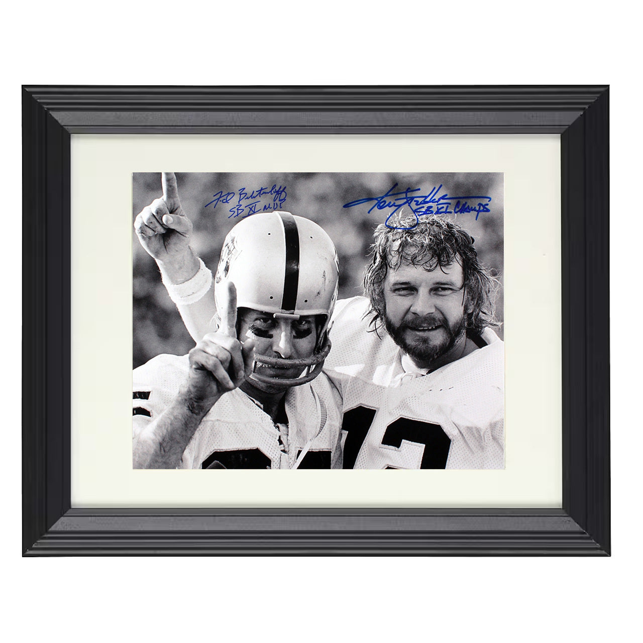 Stabler and Biletnikoff – Raiders SB Legends – 8x10 black beveled framed football wall art