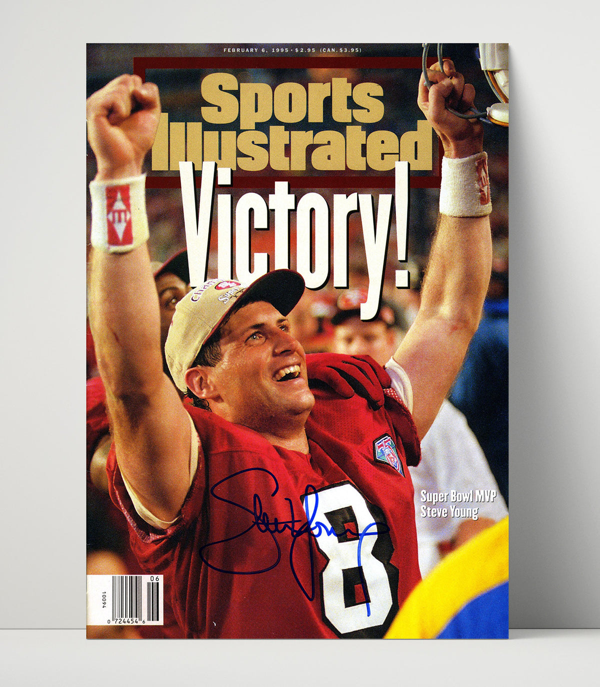 Steve Young - San Francisco football Super Bowl XXIX MVP Celebration 1995 SI Cover football wall art 16x20 Unframed Print