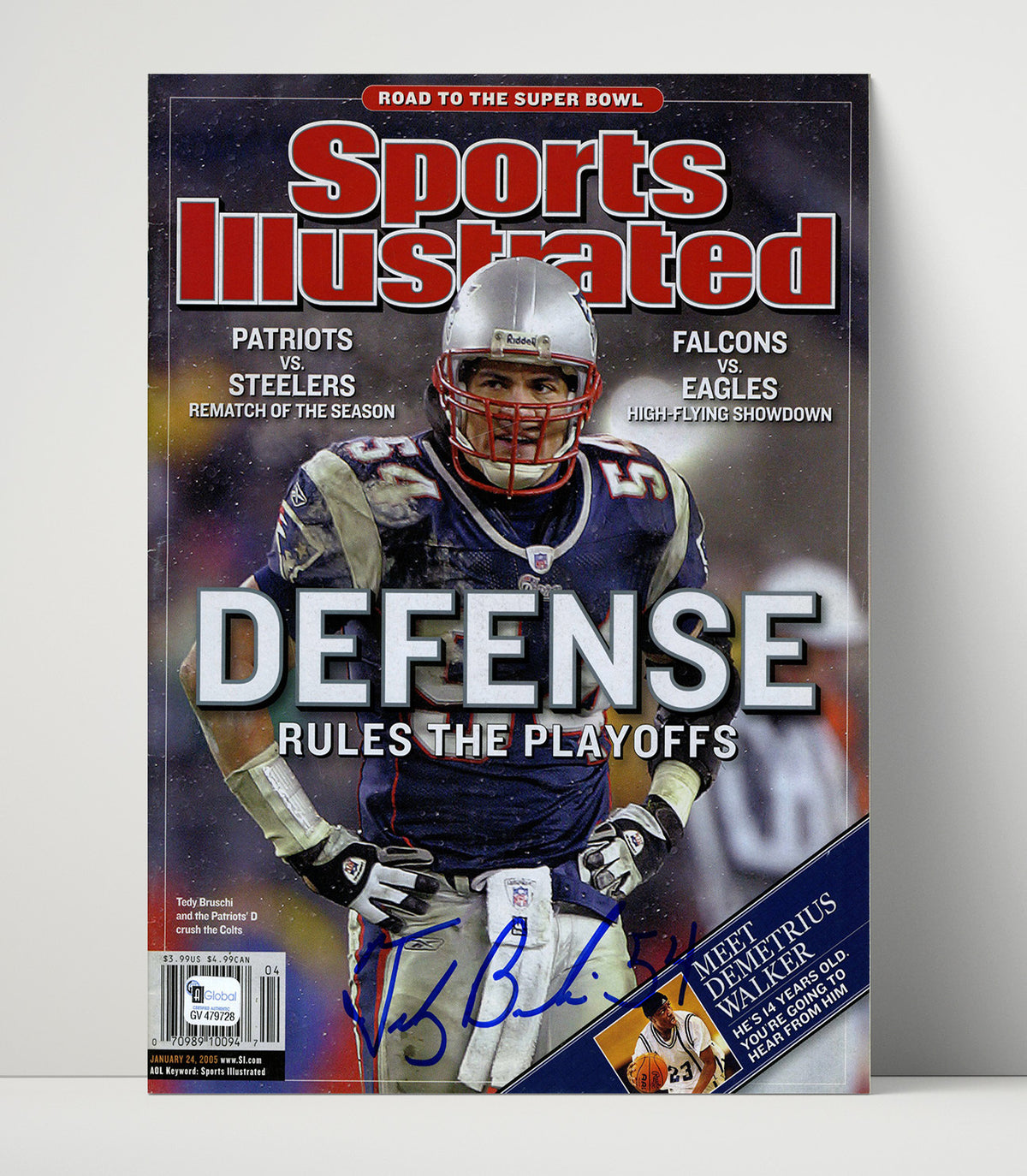 Tedy Bruschi - New England football Defense Rules the Playoffs 2005 SI Cover football wall art 16x20 Unframed Print