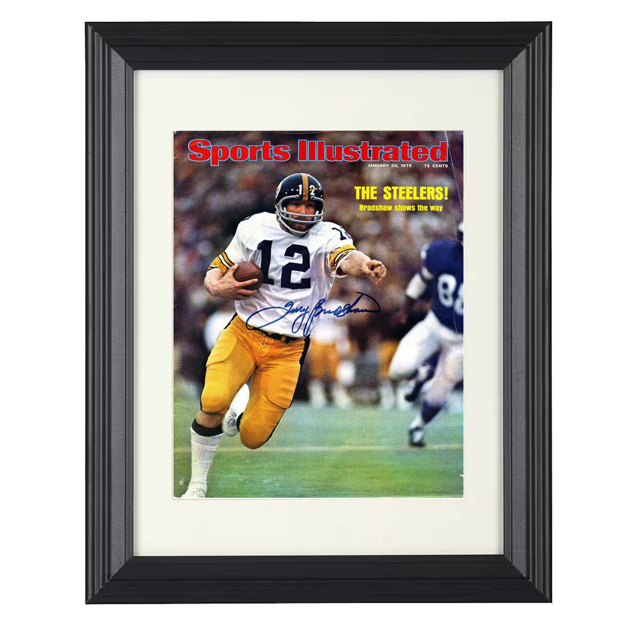 Terry Bradshaw Steelers Lead – Steel Strong Image – 8x10 black beveled framed football wall art