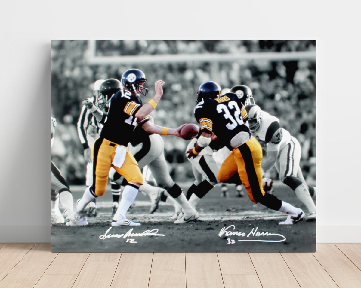 Terry Bradshaw and Franco Harris - Pittsburgh Football Handoff Classic Play football wall art 16x20 Unframed Print