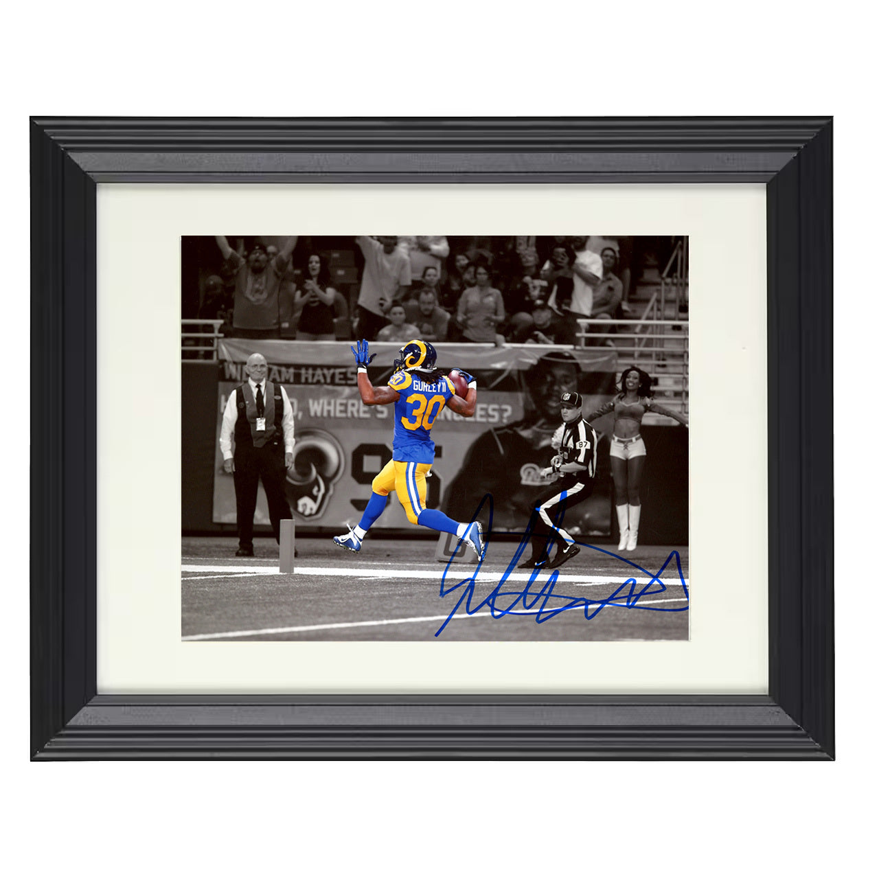 Todd Gurley – Los Angeles Spotlight TD Celebration – 8x10 black beveled framed football wall art