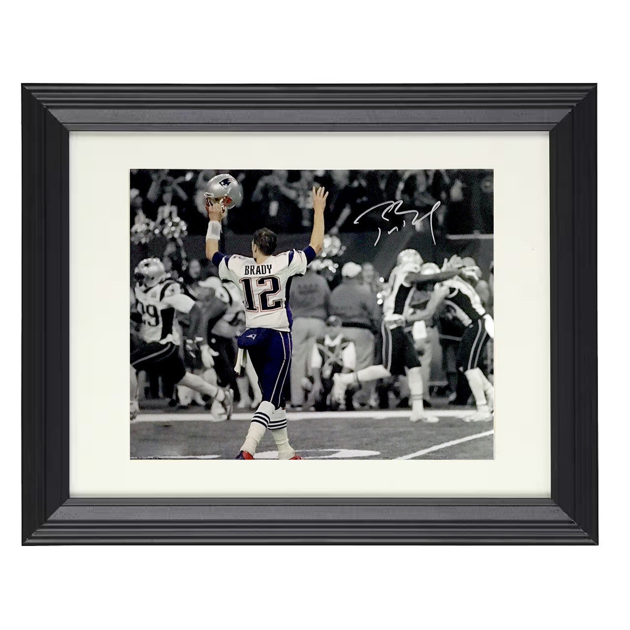 Tom Brady – New England Super Bowl LI TD Celebration 2017 – 8x10 black beveled framed football wall art