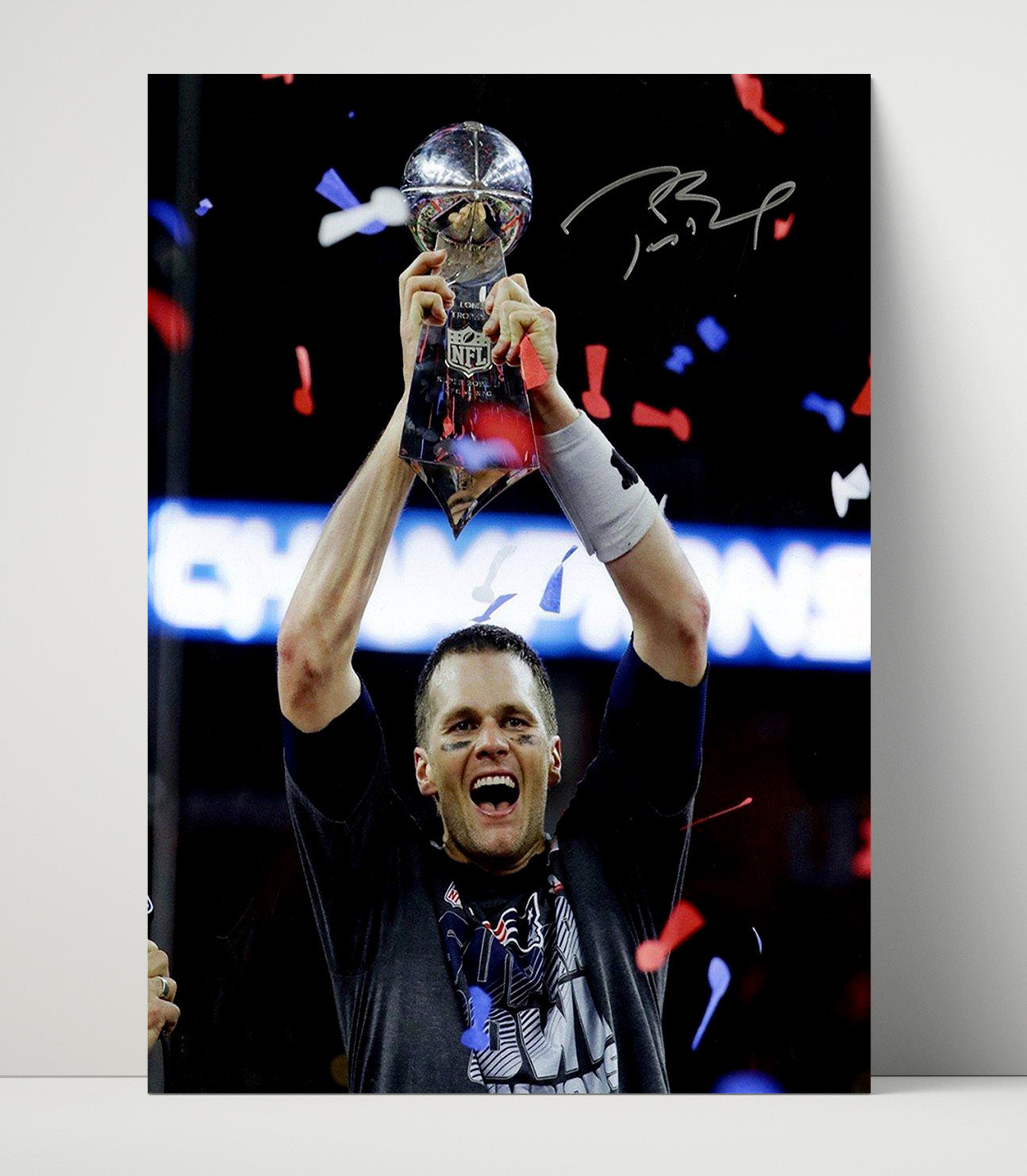 Tom Brady - New England football Super Bowl LI Trophy Celebration 2017 football wall art 16x20 Unframed Print