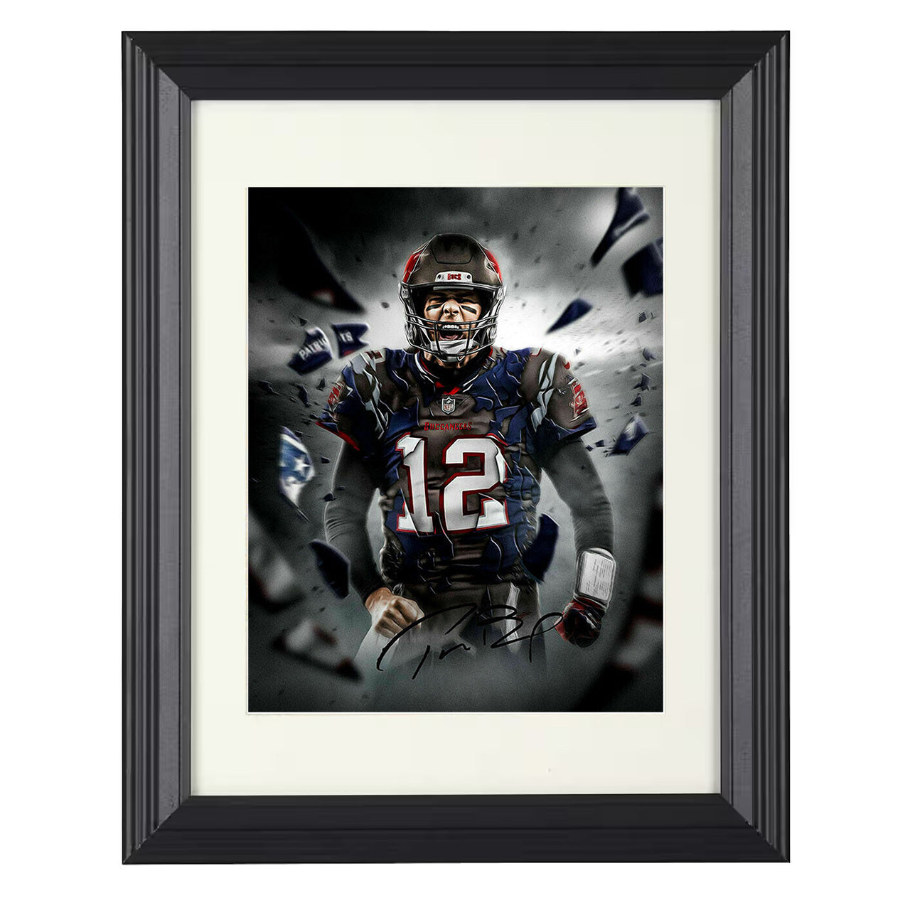 Tom Brady – Tampa QB Buccaneers Evolution Graphic – 8x10 black beveled framed football wall art